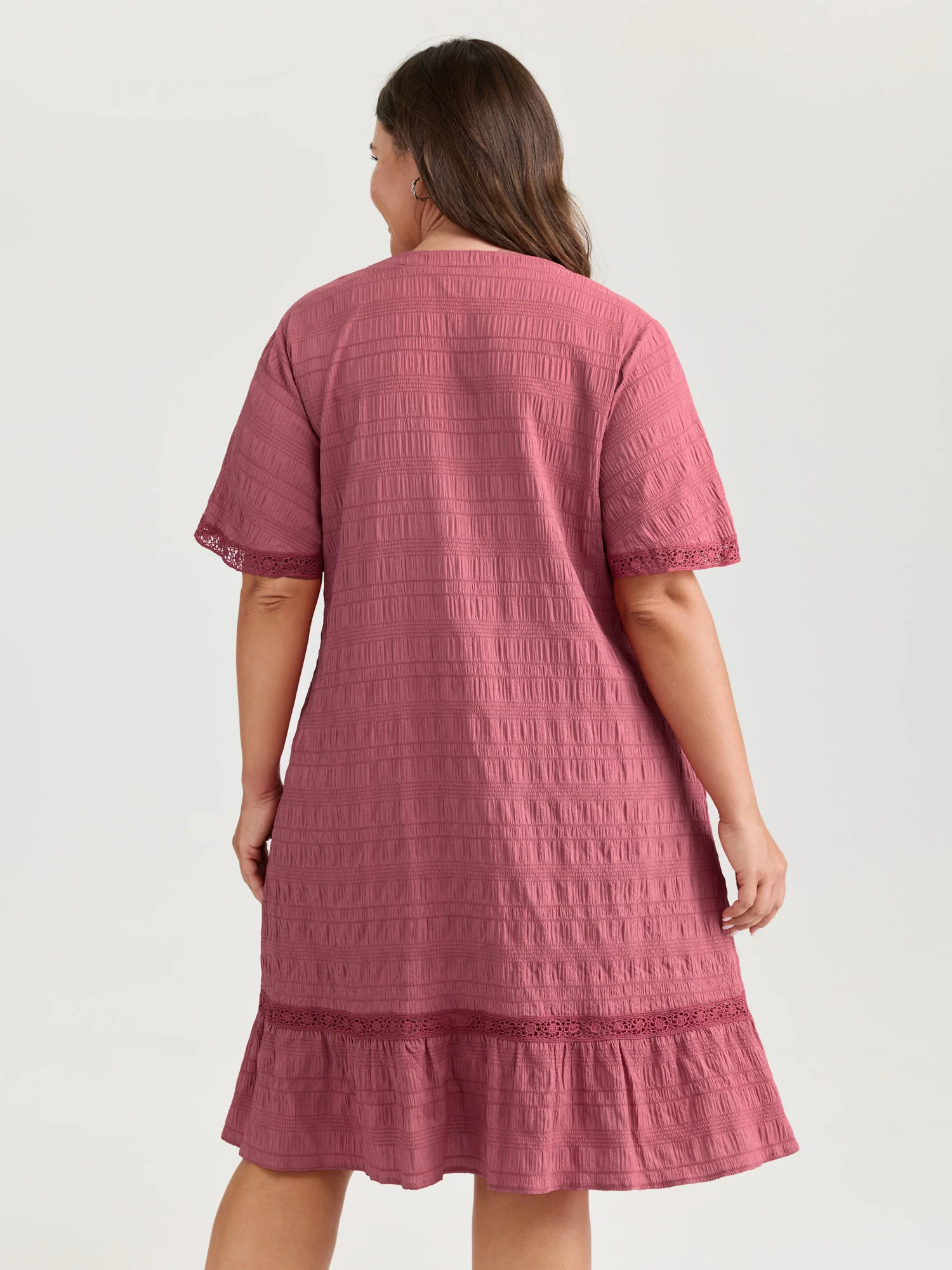 Textured Ruffled Hem Pleated Mini Dress - Image 5