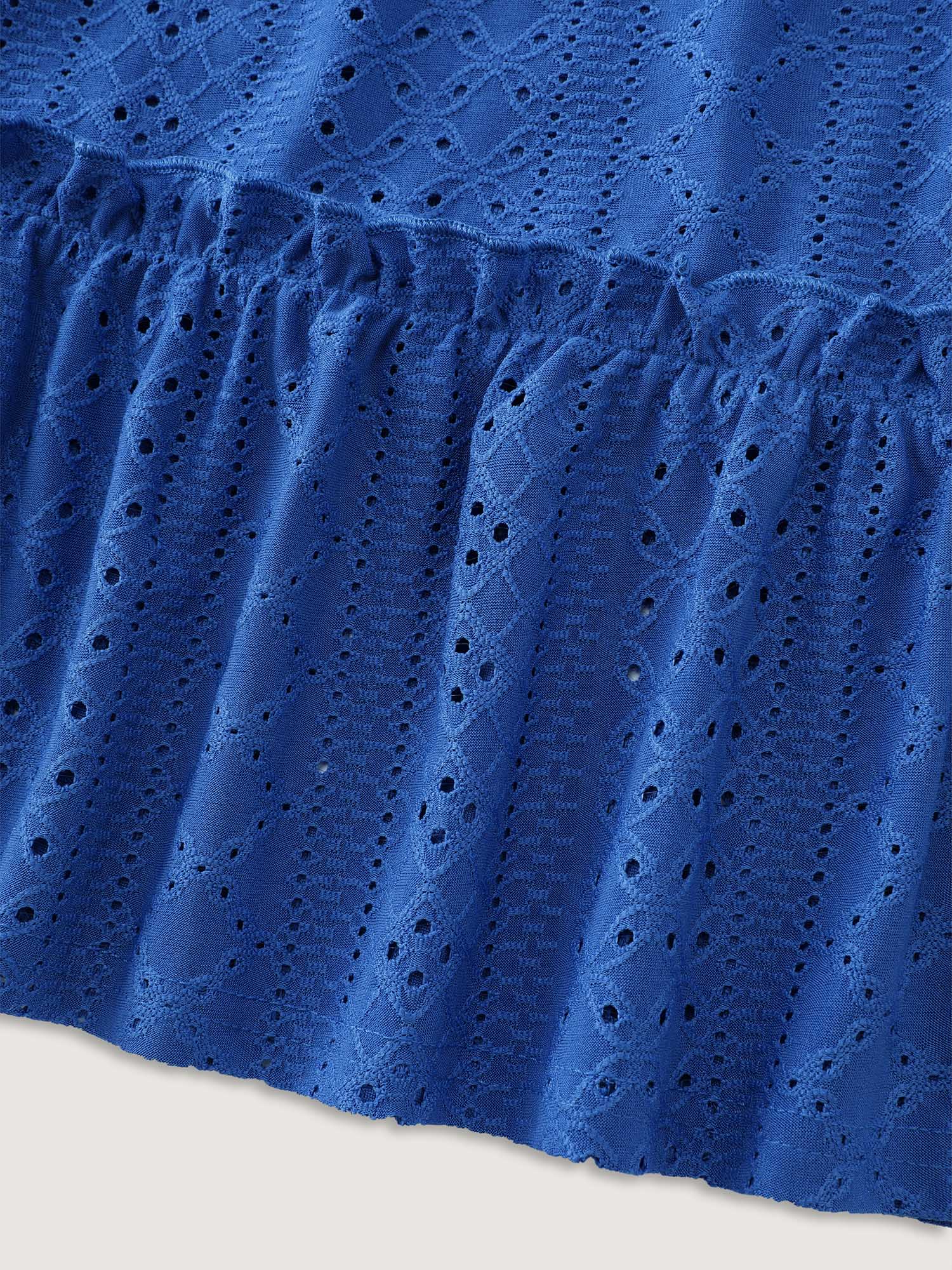 Textured Ruffled Hem V-Neck Knit Top - Image 6