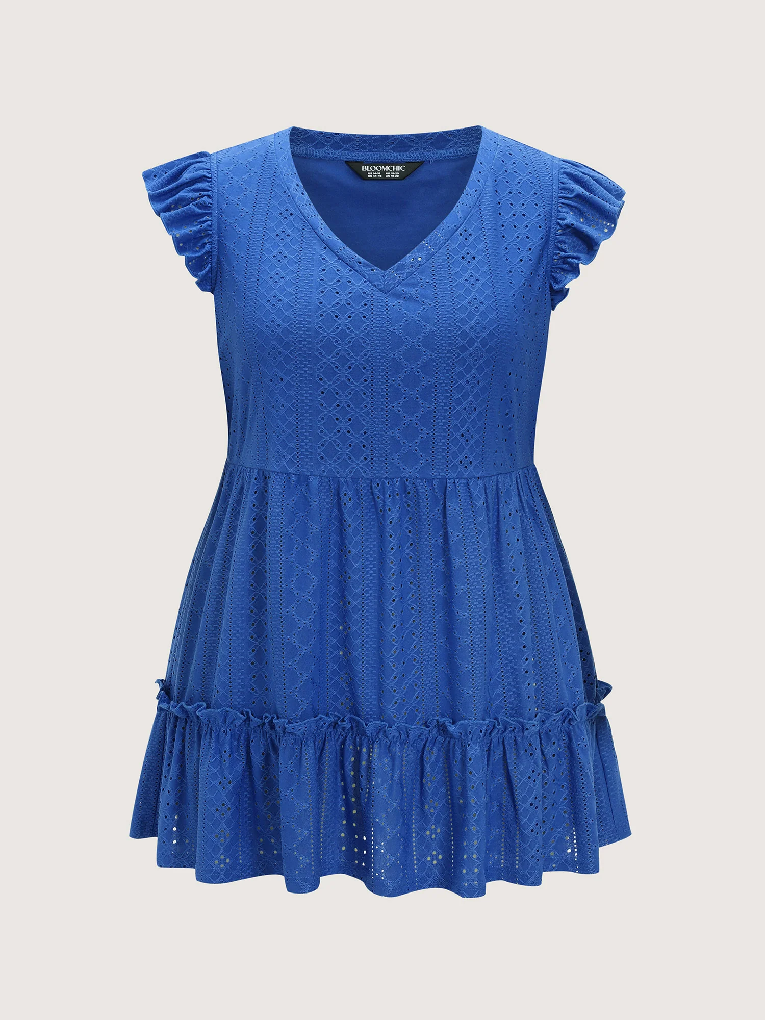 Textured Ruffled Hem V-Neck Knit Top - Image 7