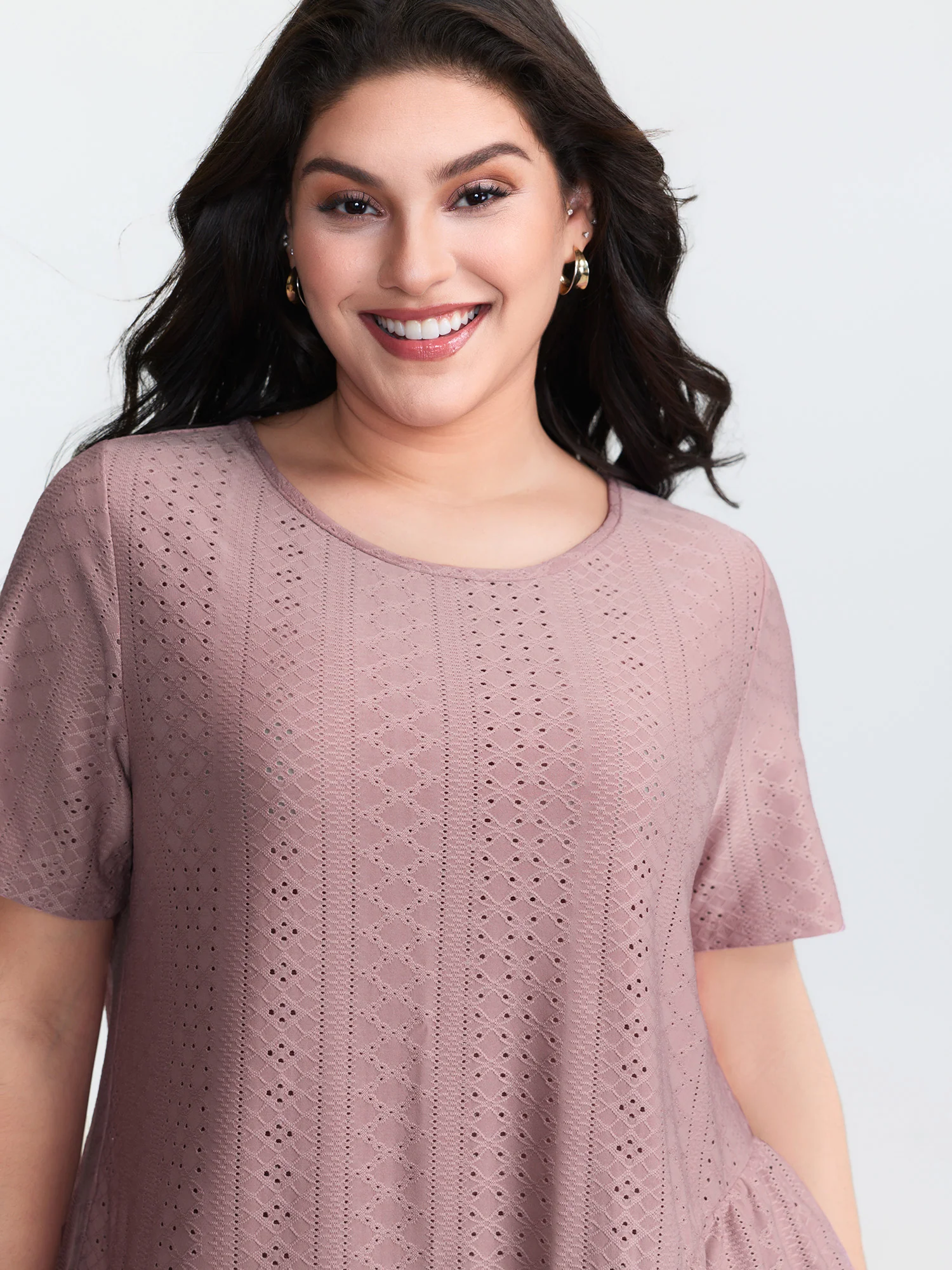 Textured Ruffled Layered Hem Knit Top - Image 2