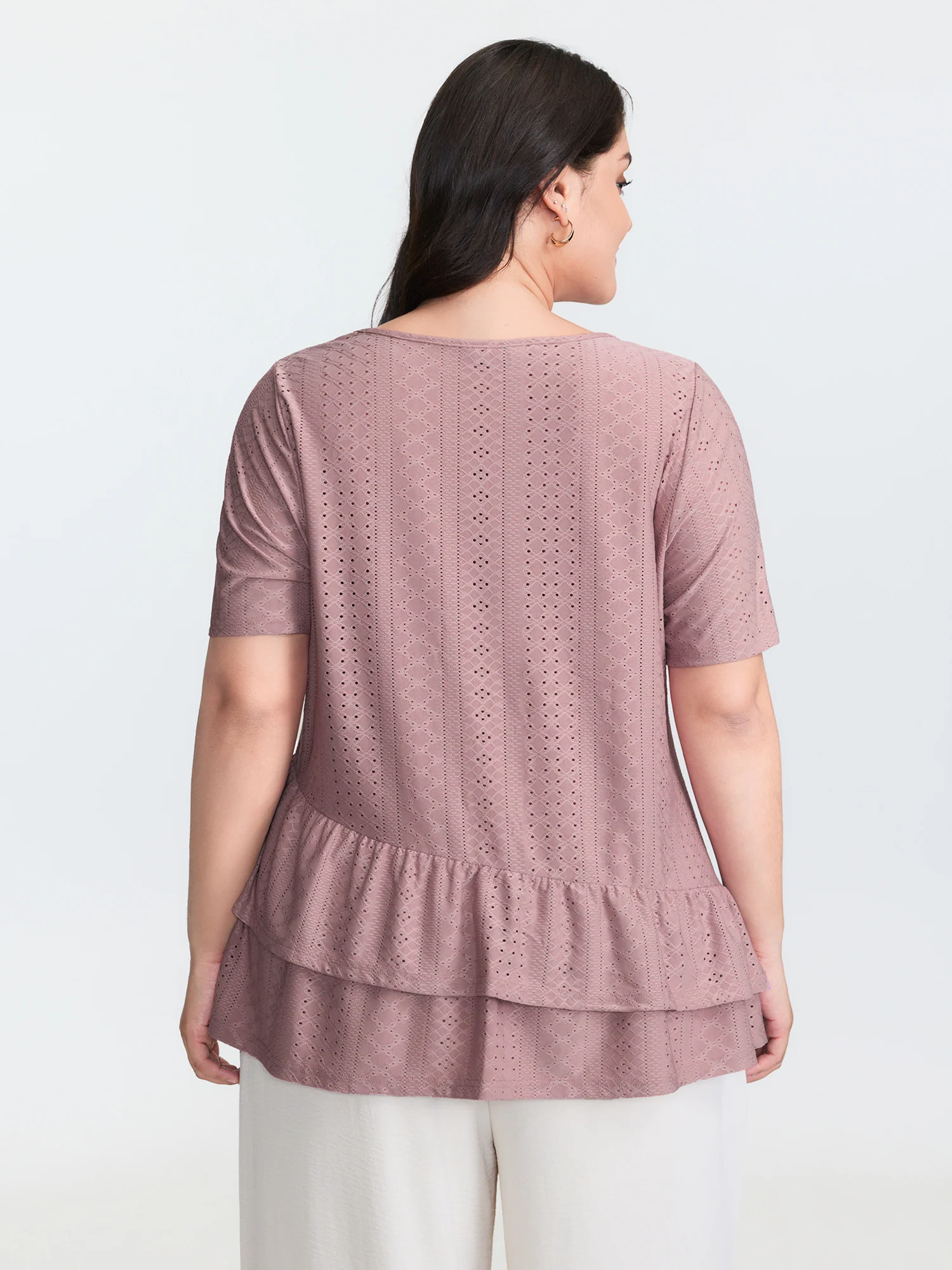 Textured Ruffled Layered Hem Knit Top - Image 4