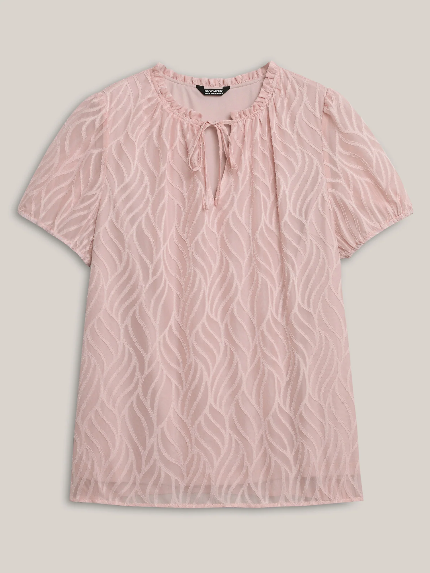 Textured Ruffled Neck A-Line Blouse - Image 7
