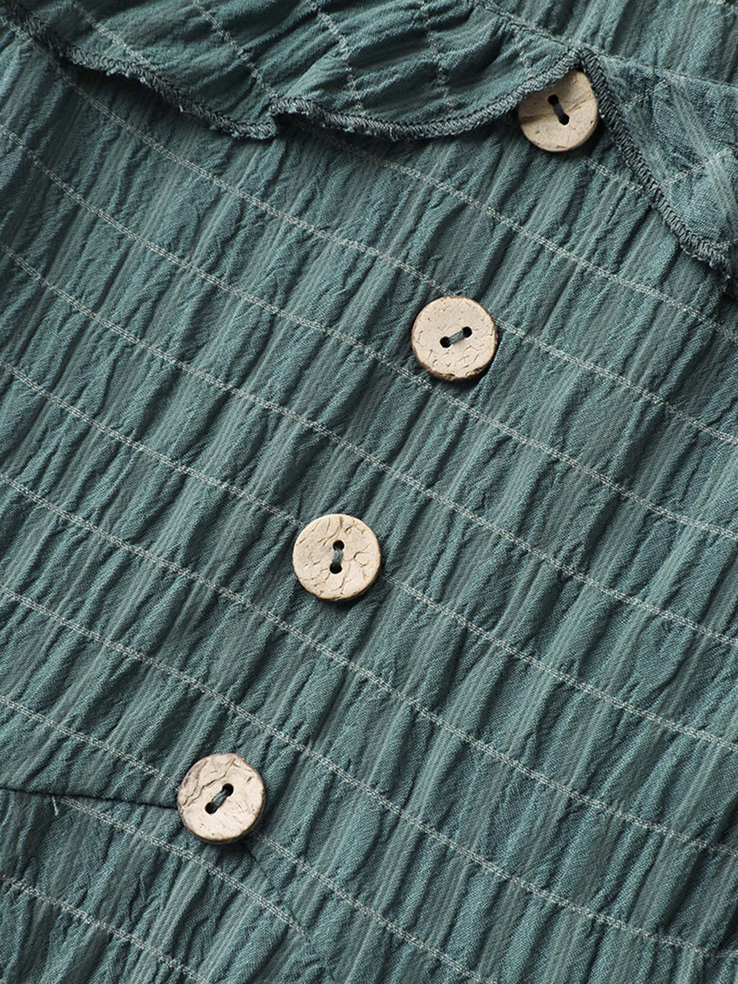 Textured Ruffled Neck Pockets Midi Dress - Image 6