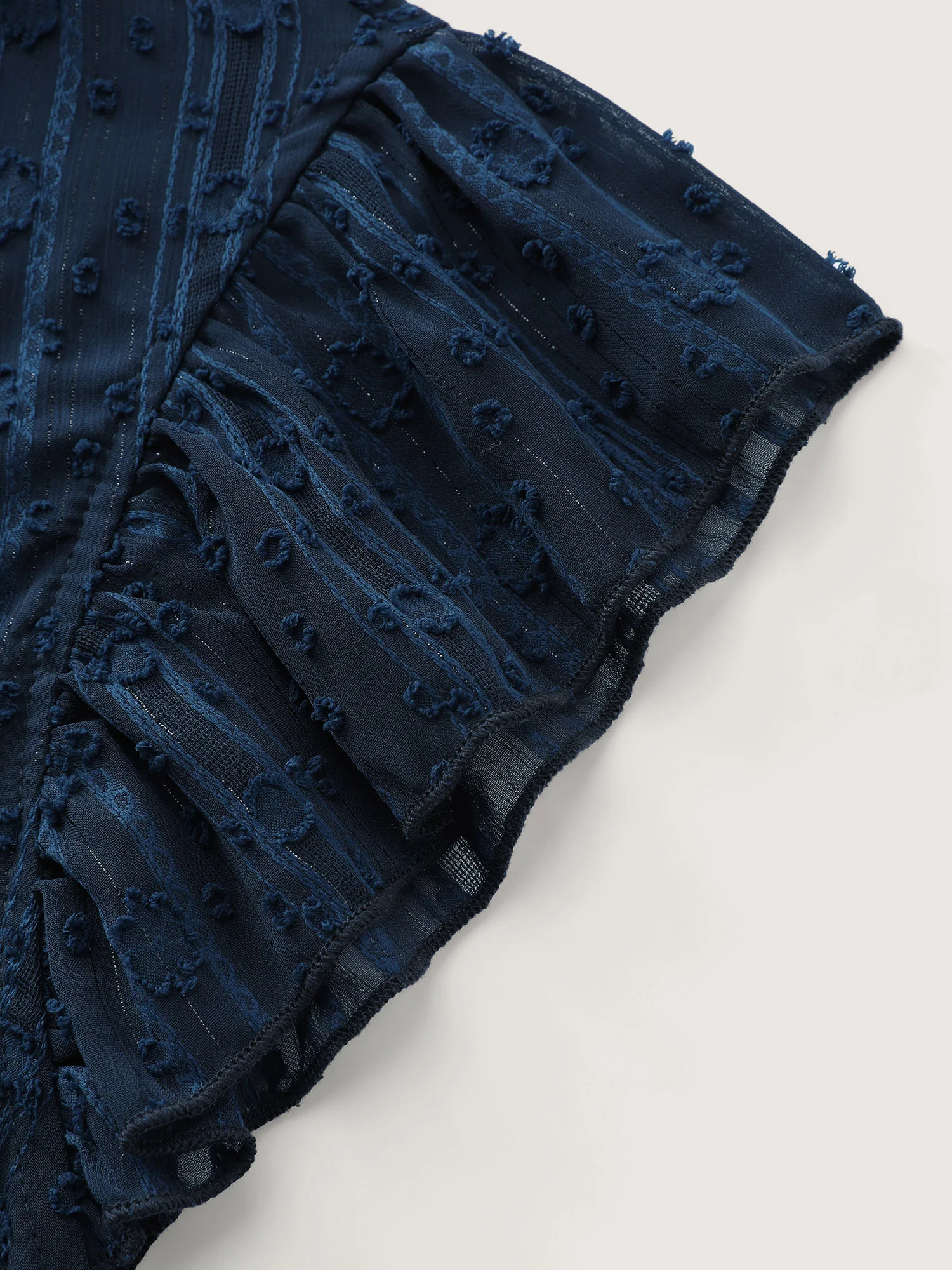 Textured Ruffled Notched Collar Blouse - Image 6