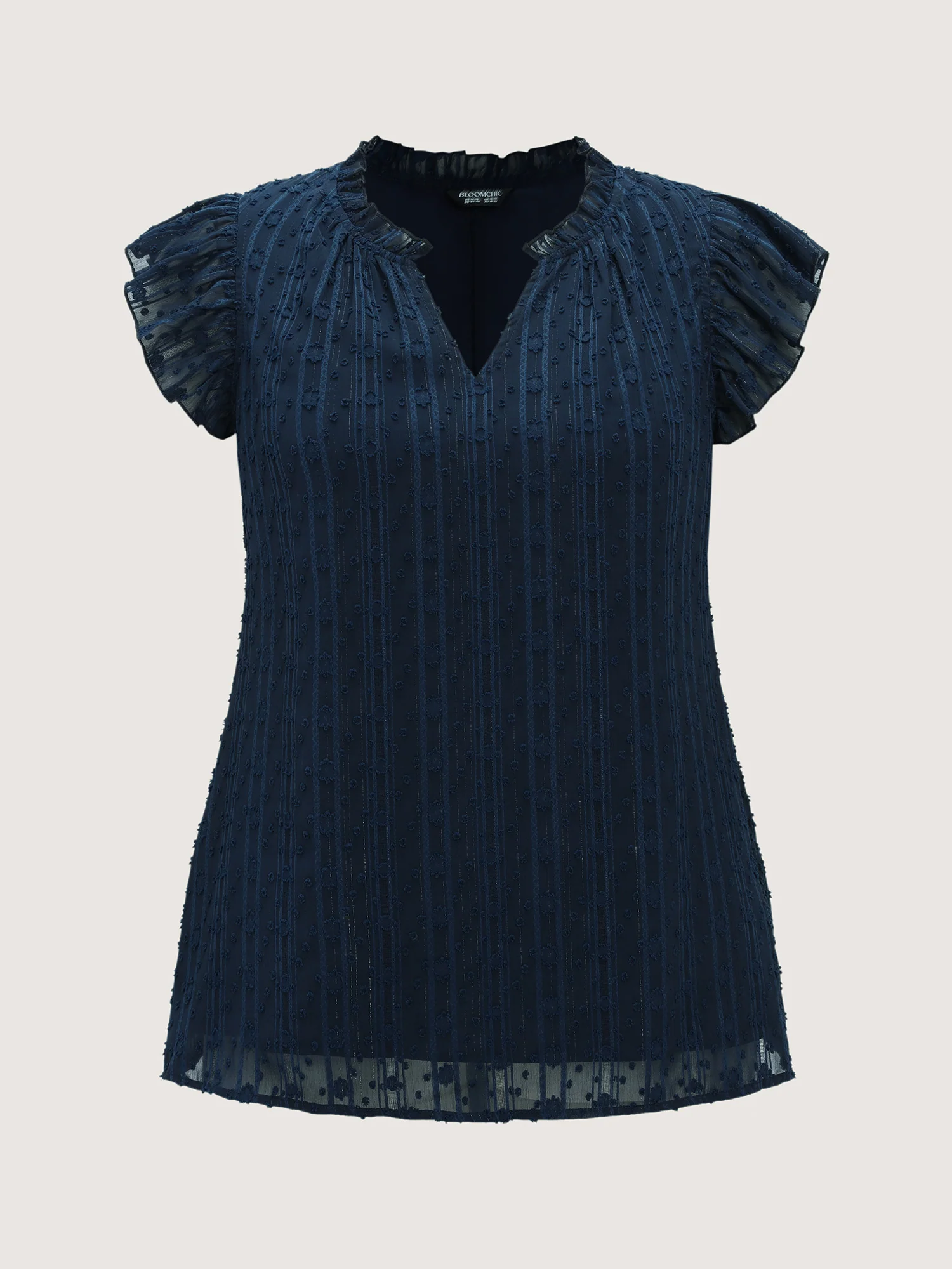 Textured Ruffled Notched Collar Blouse - Image 7