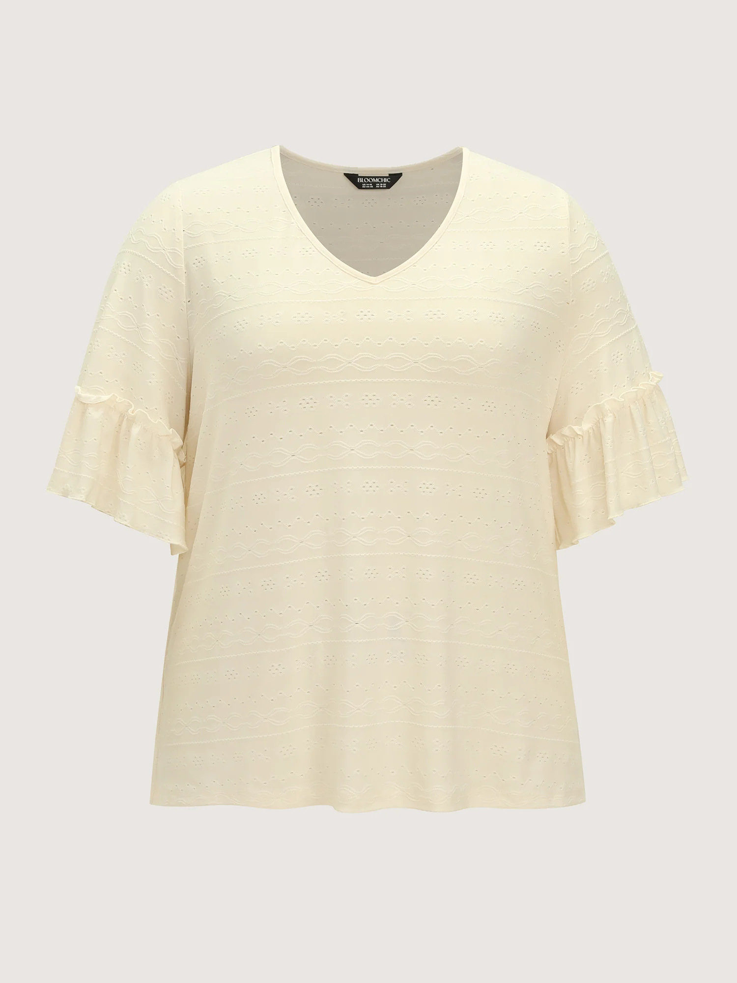 Textured Ruffled Sleeve Flowy T-Shirt - Image 6
