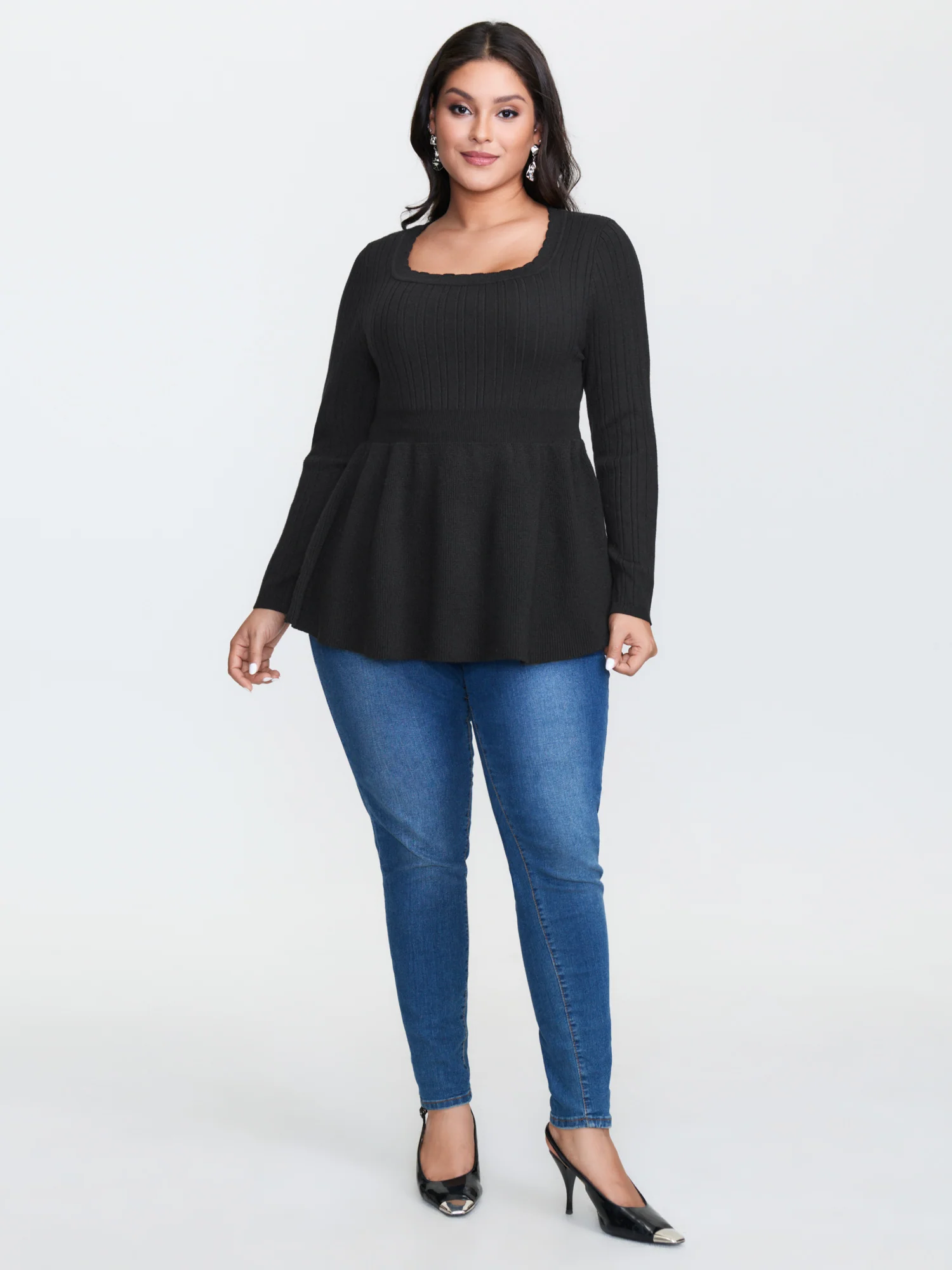 Textured Scoop Neck Cinched-Waist Pullover - Image 3