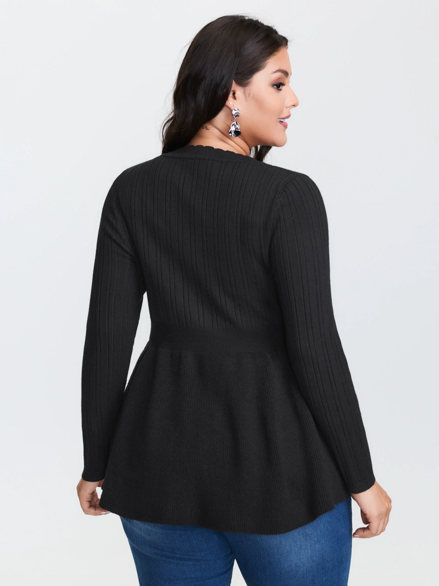 Textured Scoop Neck Cinched-Waist Pullover - Image 4