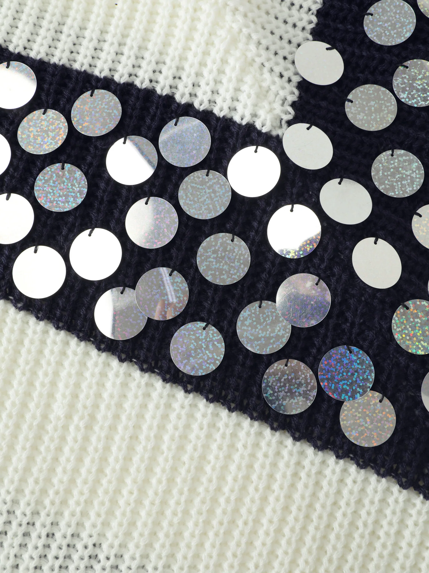 Textured Sequin Cloak Contrast Pullover - Image 5