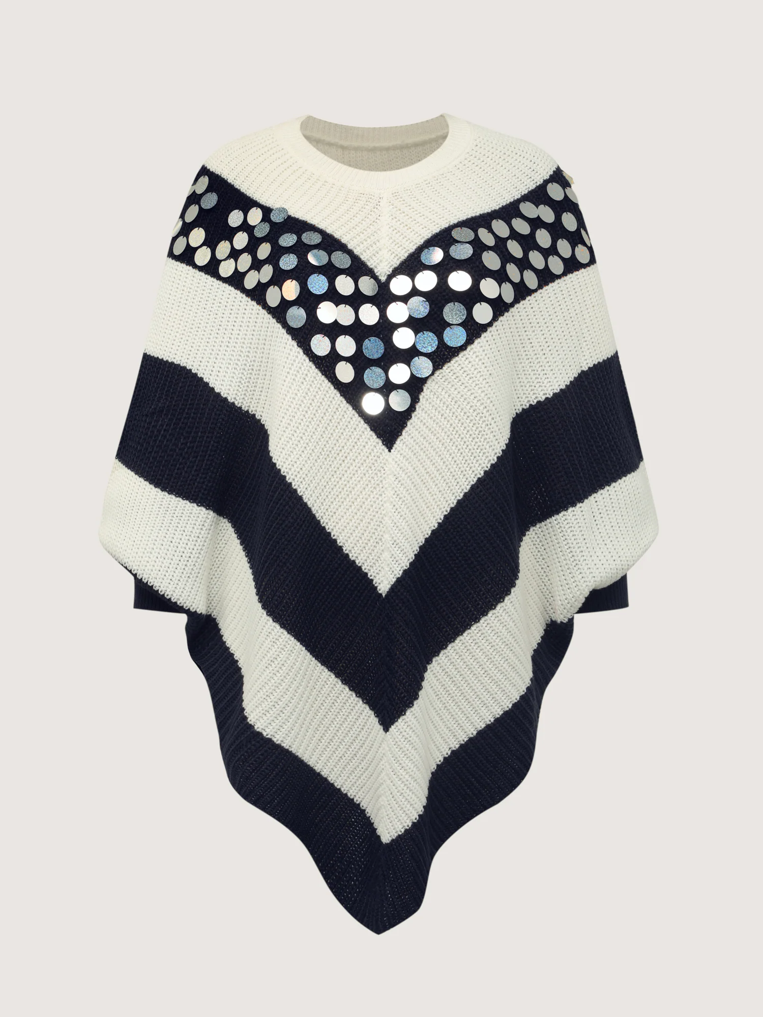 Textured Sequin Cloak Contrast Pullover - Image 7