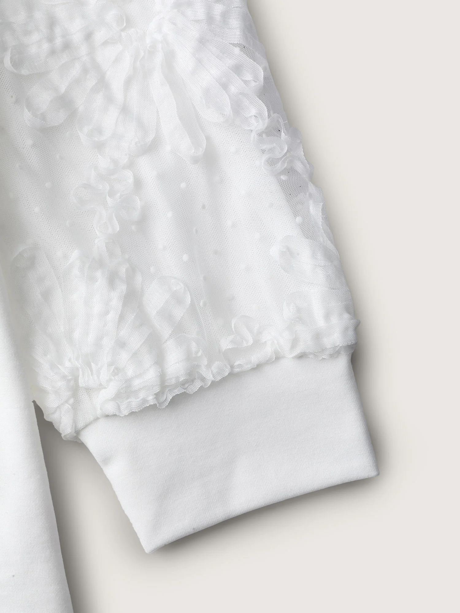 Textured Sheer Sleeve V-Neck T-Shirt - Image 5