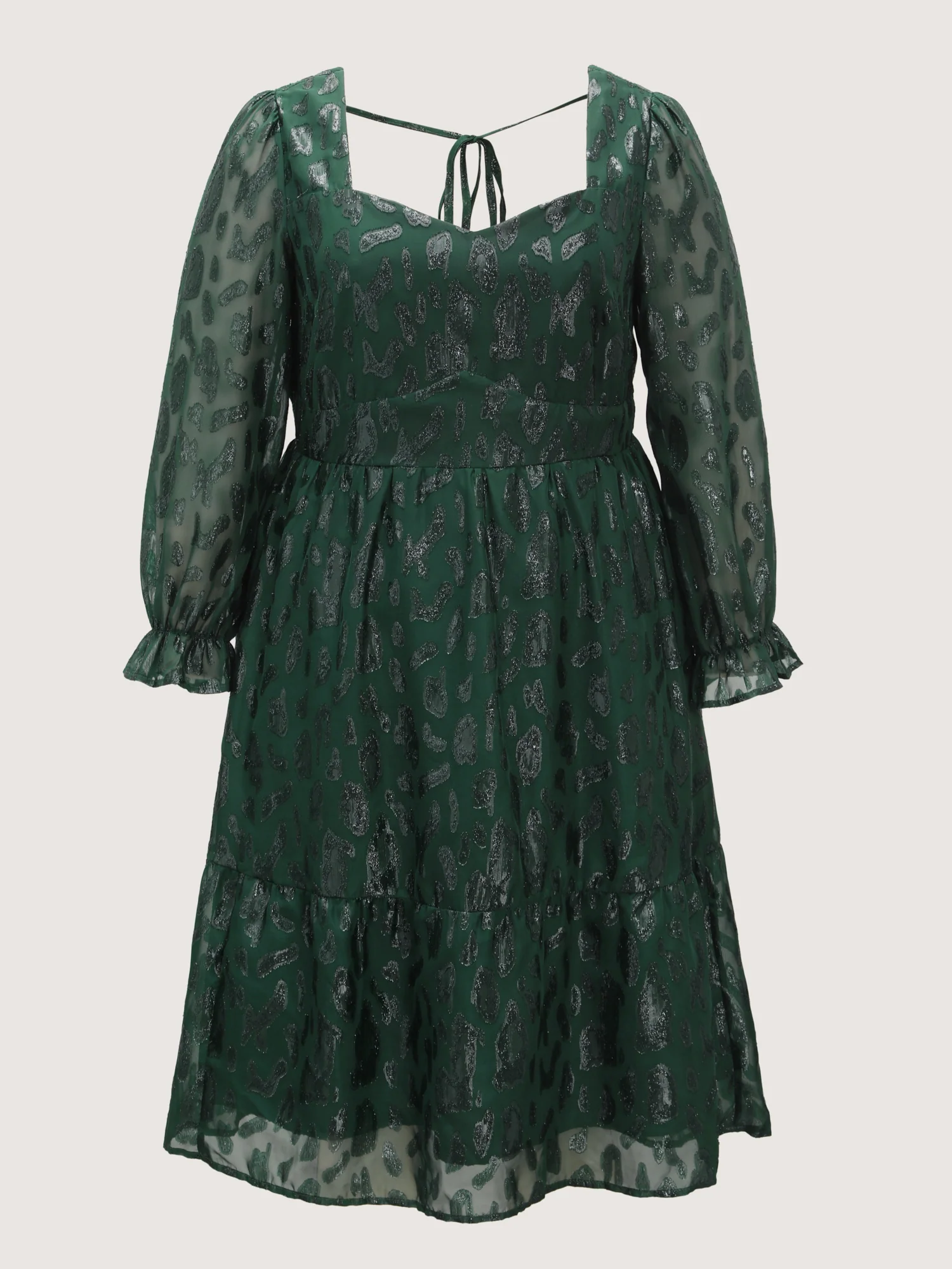 Textured Shirred Backless Tie Midi Dress - Image 7