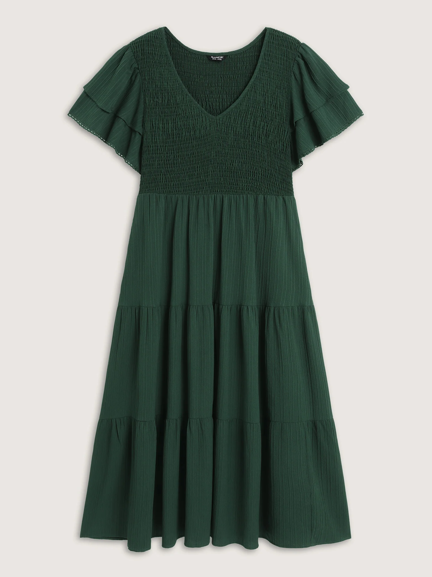Textured Shirred Bust-Friendly Tiered Maxi Dress - Image 7