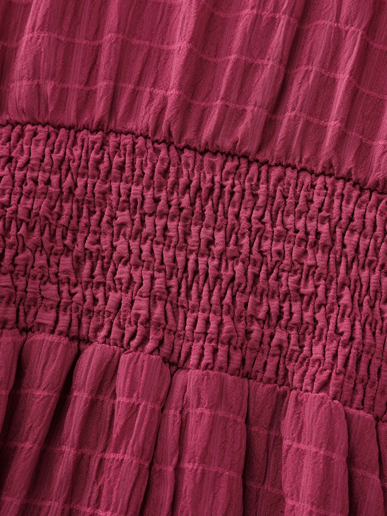 Textured Shirred Cinched-Waist Midi Dress - Image 6