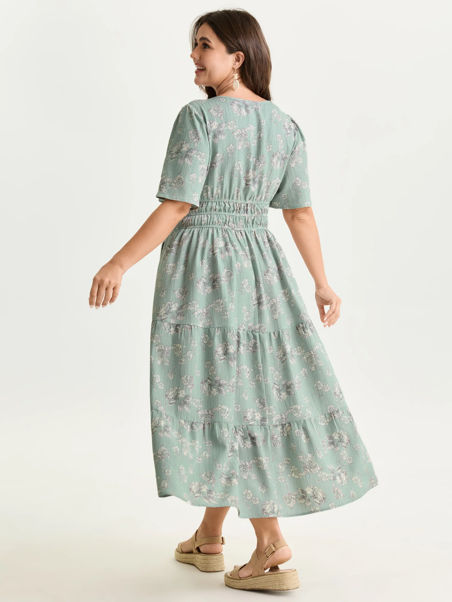 Textured Shirred Cinched Waist Maxi Dress - Image 30
