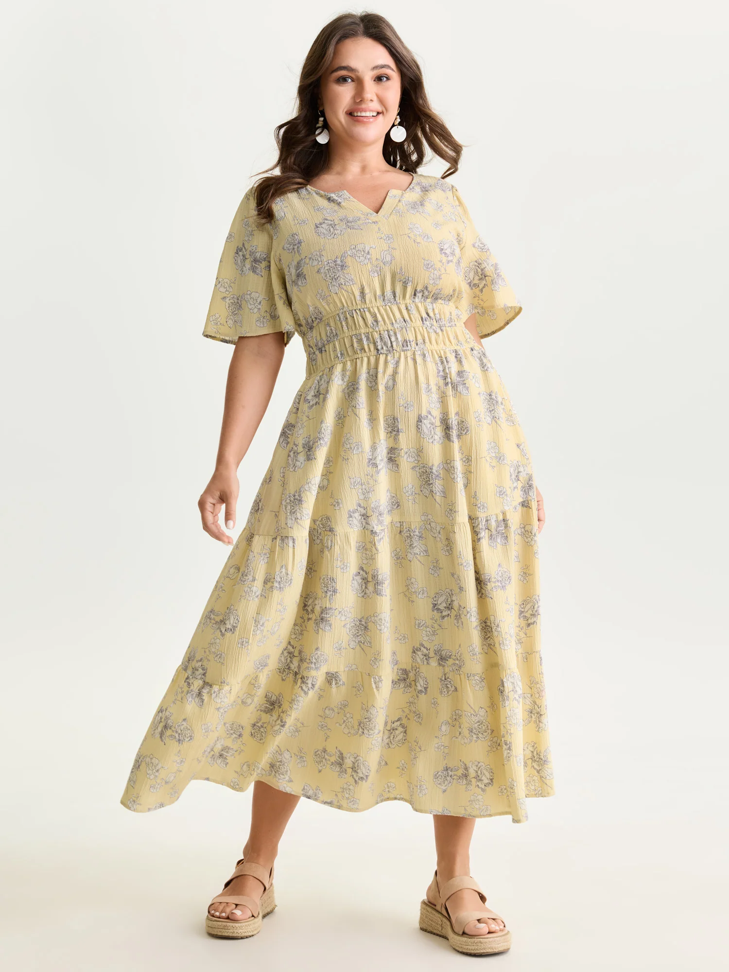 Textured Shirred Cinched Waist Maxi Dress - Image 39
