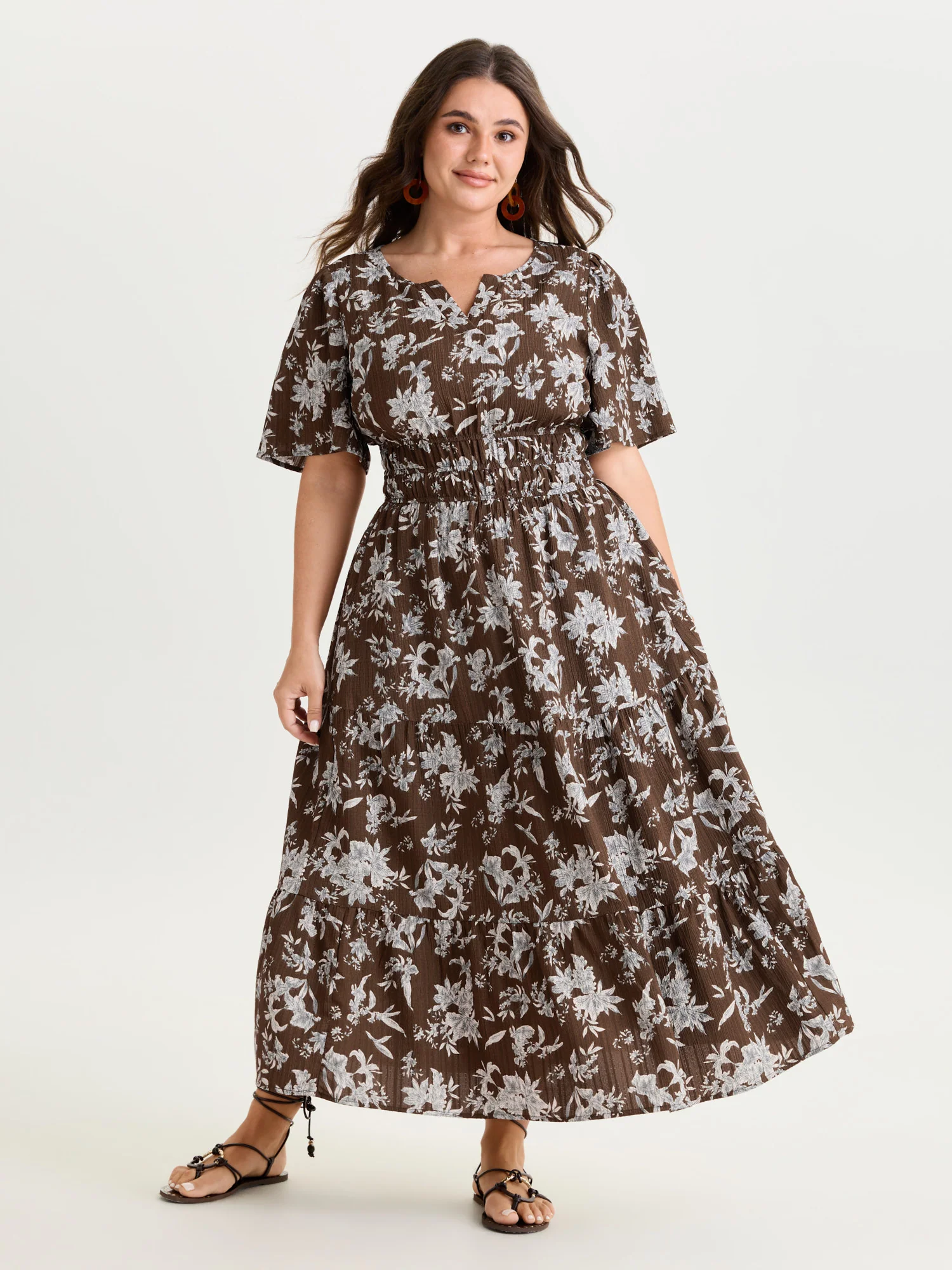 Textured Shirred Cinched Waist Maxi Dress - Image 43