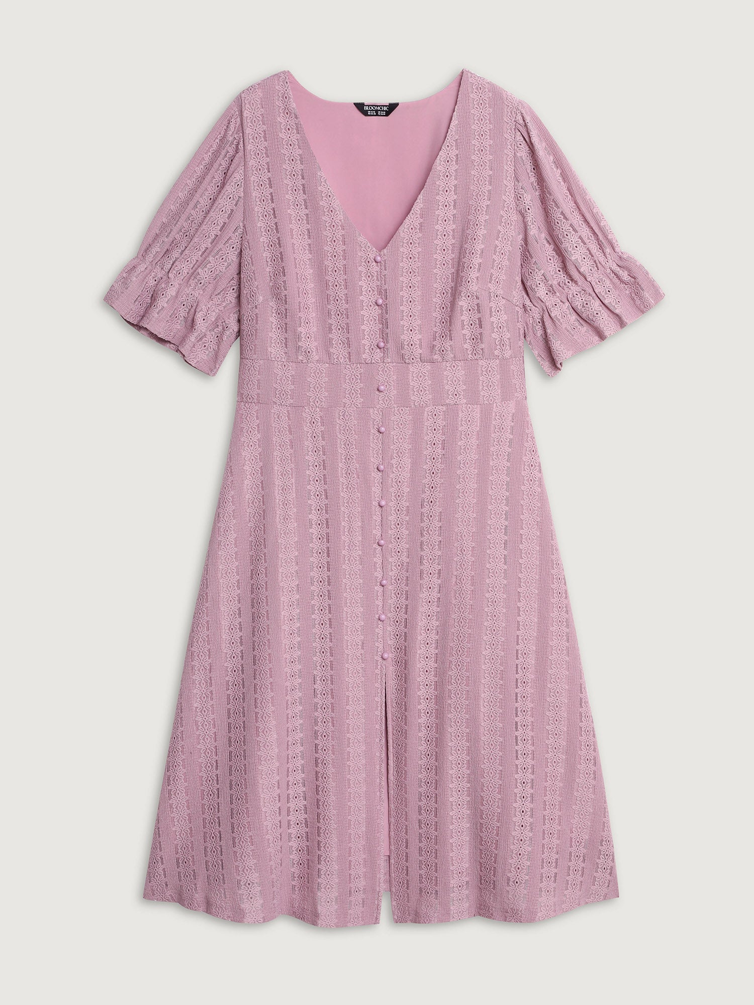 Textured Shirred Waist Cut-Out Midi Dress - Image 7