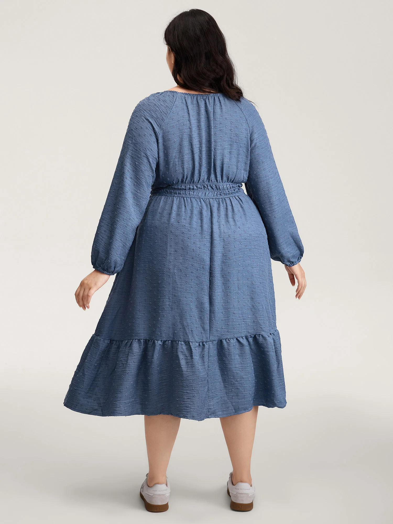 Textured Shirred Waist Neck-Tie Maxi Dress - Image 4