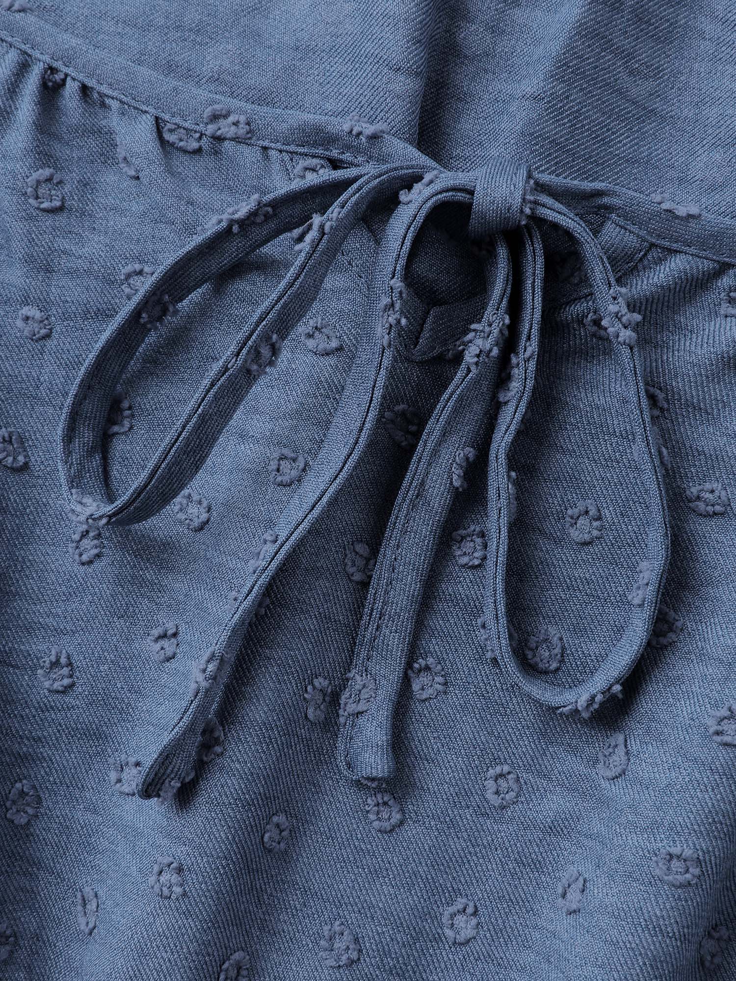Textured Shirred Waist Neck-Tie Maxi Dress - Image 5