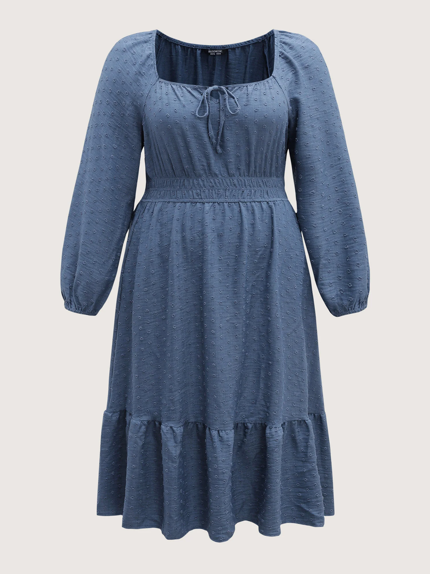 Textured Shirred Waist Neck-Tie Maxi Dress - Image 7