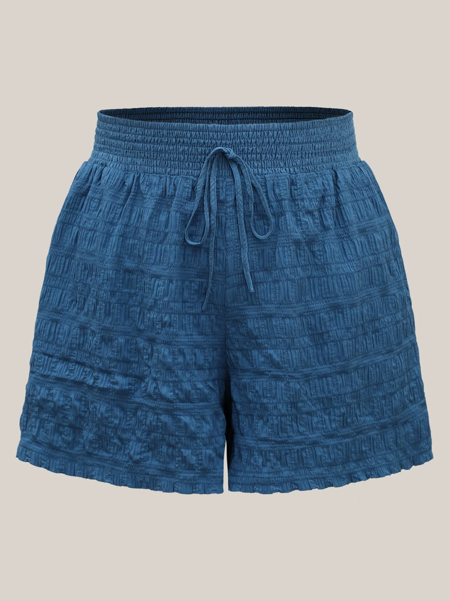 Textured Shirred Waist Tie Shorts - Image 6