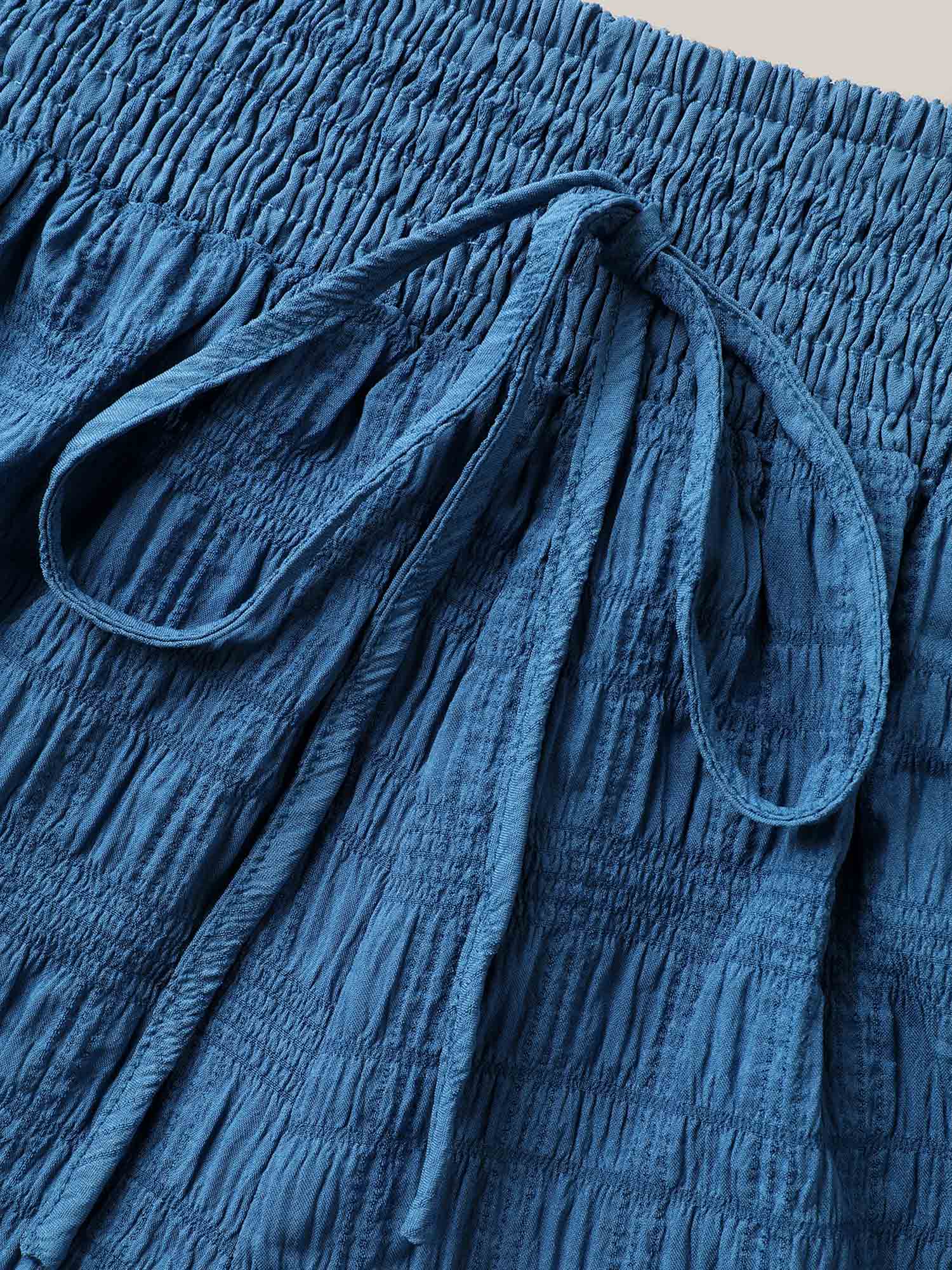 Textured Shirred Waist Tie Shorts - Image 8