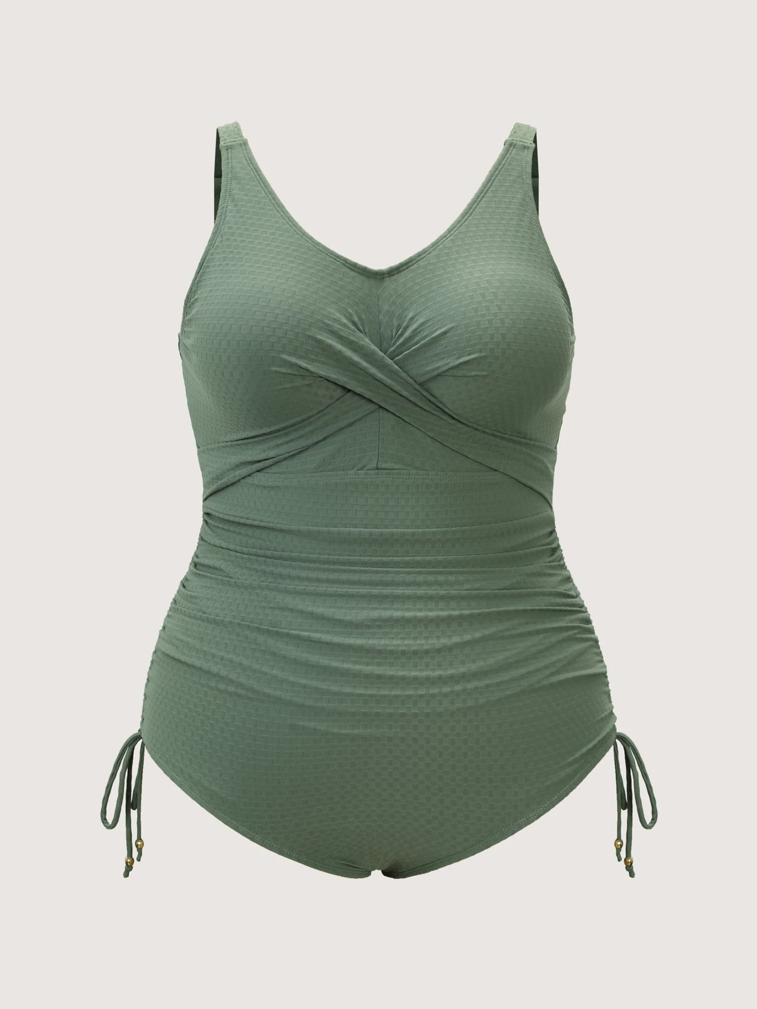Textured Side-Drawstring Tummy-Control One-Piece Swimsuit - Image 8