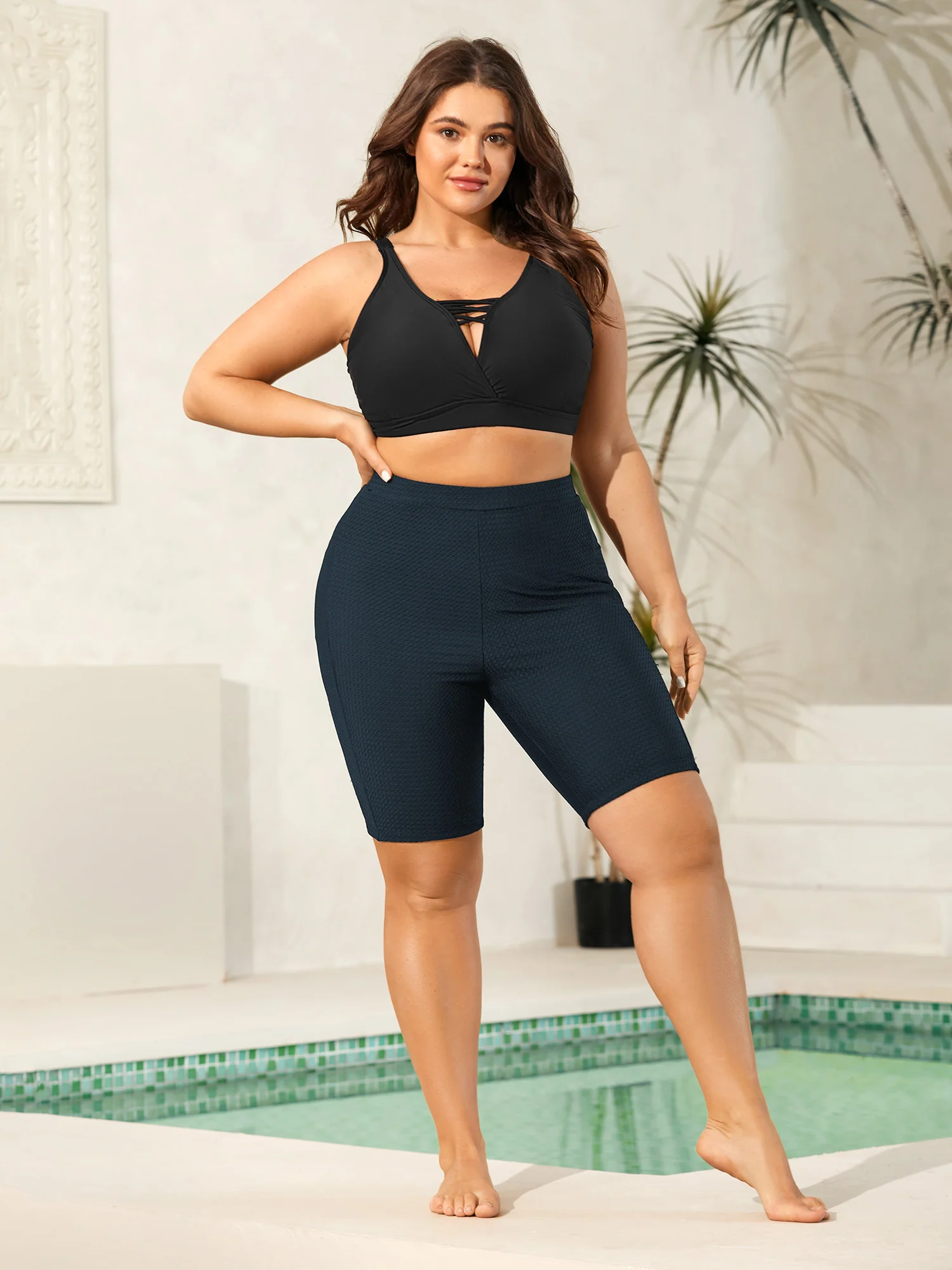 Textured Side Pockets Sculpting Swim Shorts - Image 9