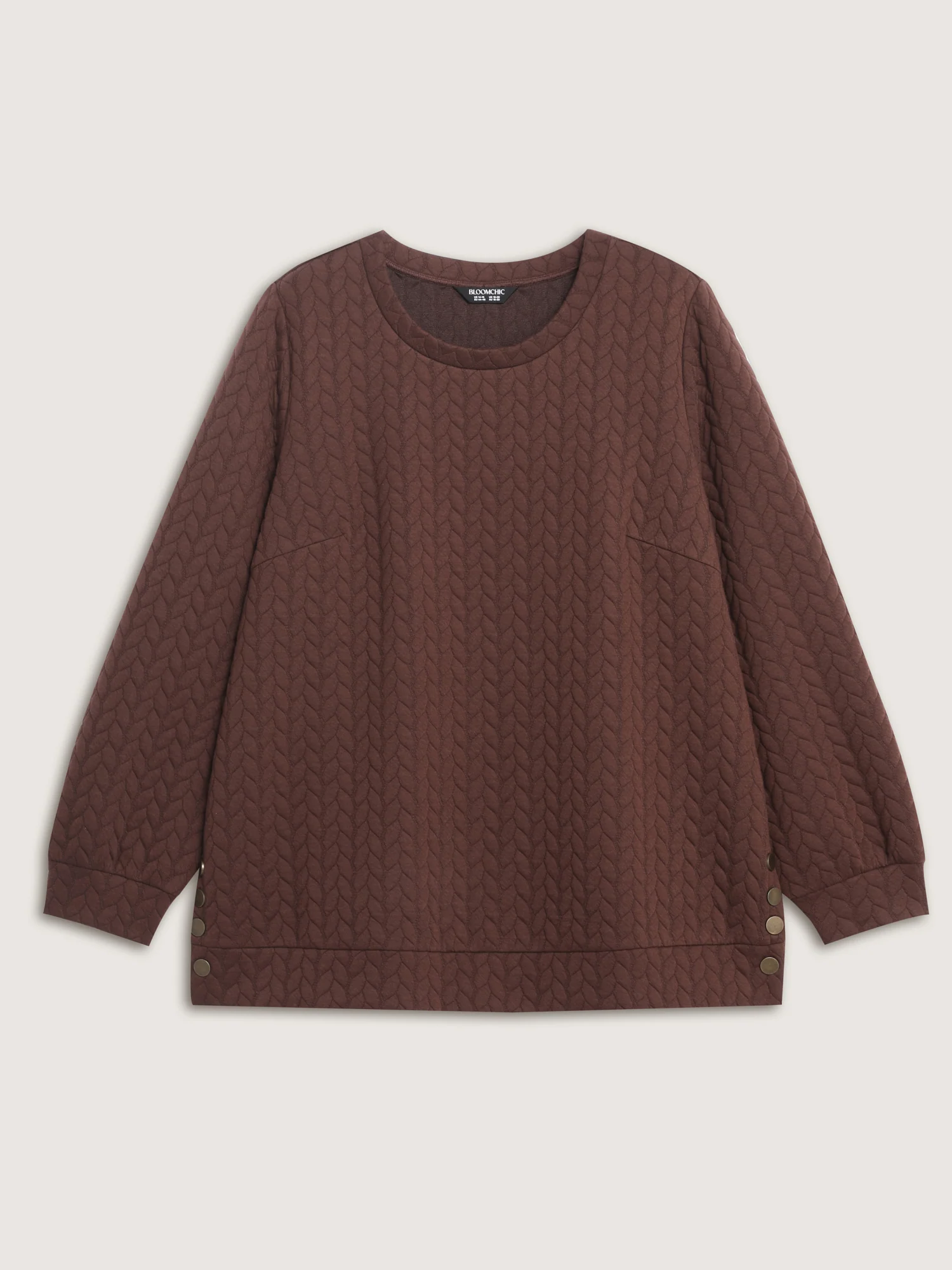 Textured Side Slit Round Neck Sweatshirt - Image 7