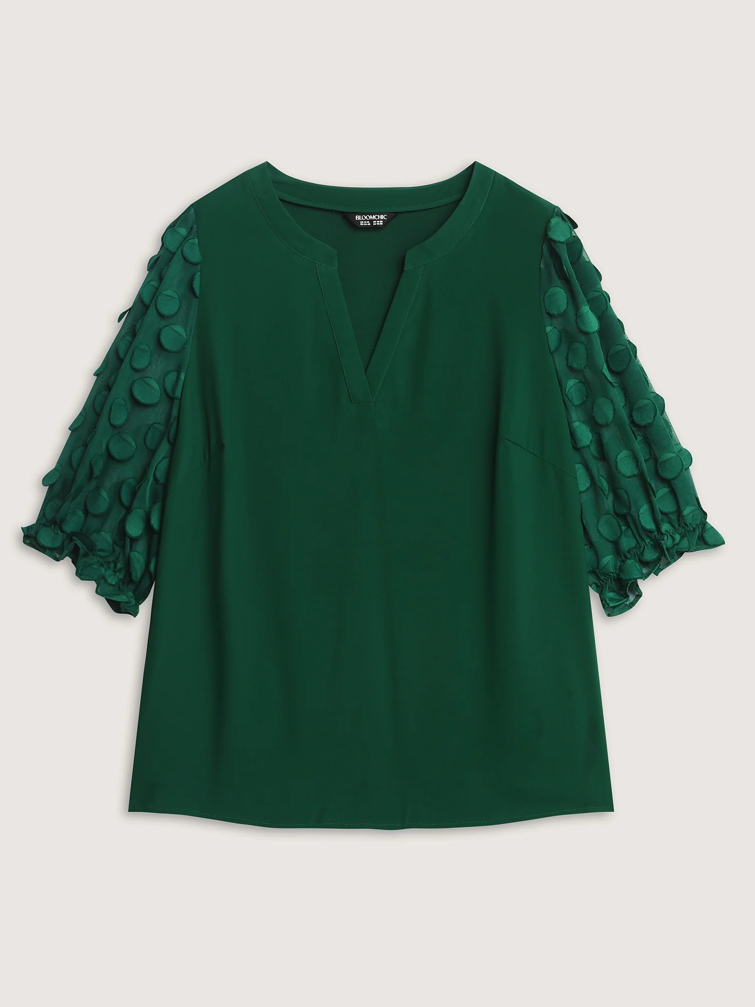 Textured Sleeve Notched Collar Blouse - Image 7