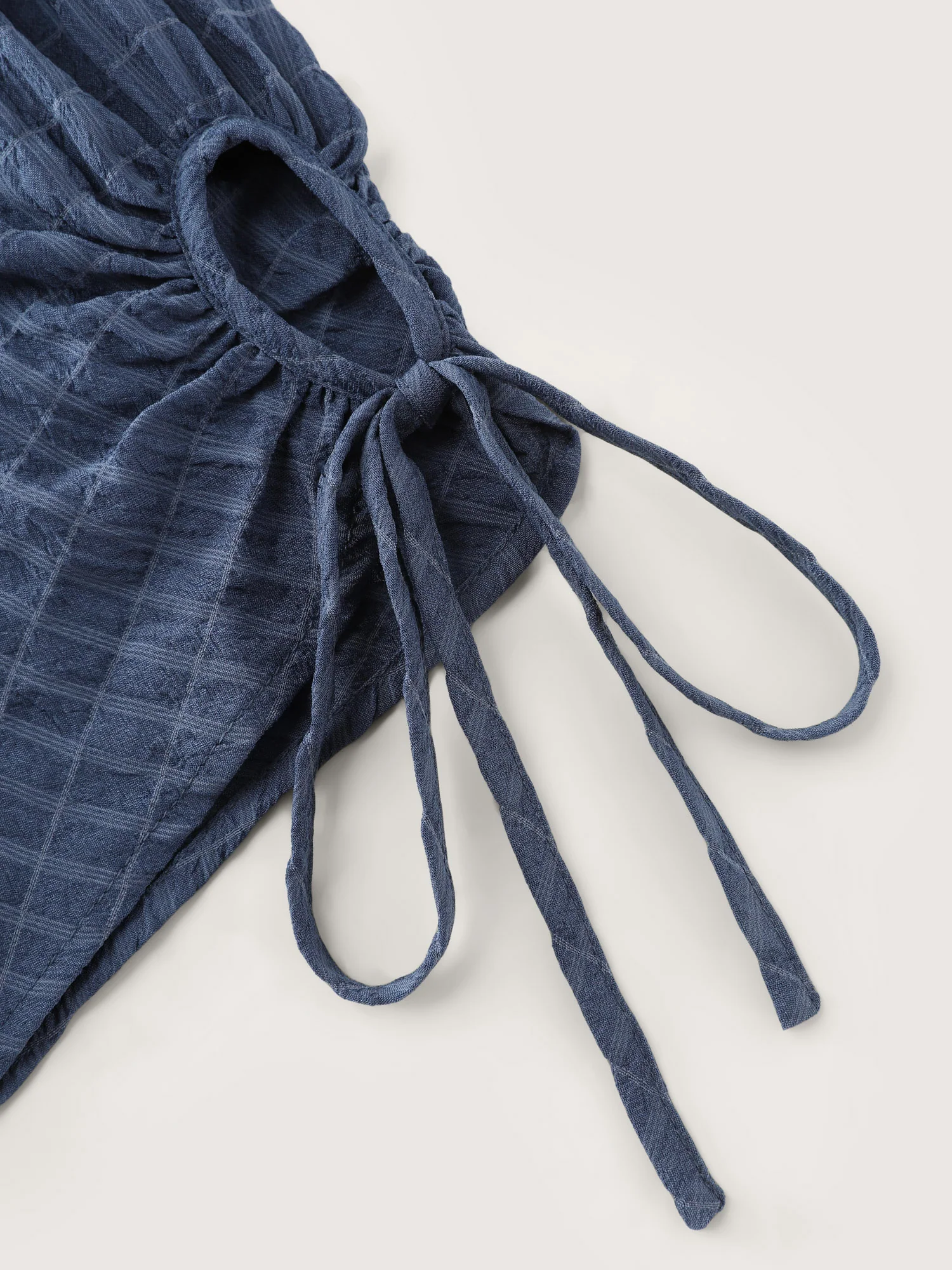 Textured Sleeve-Tie Pockets Midi Dress - Image 5