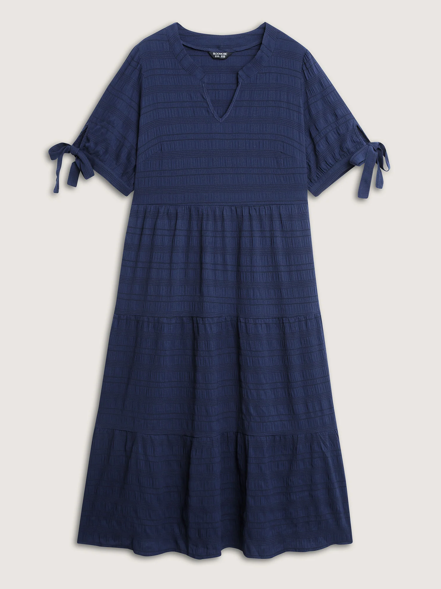 Textured Sleeve-Tie Tiered Maxi Dress - Image 7