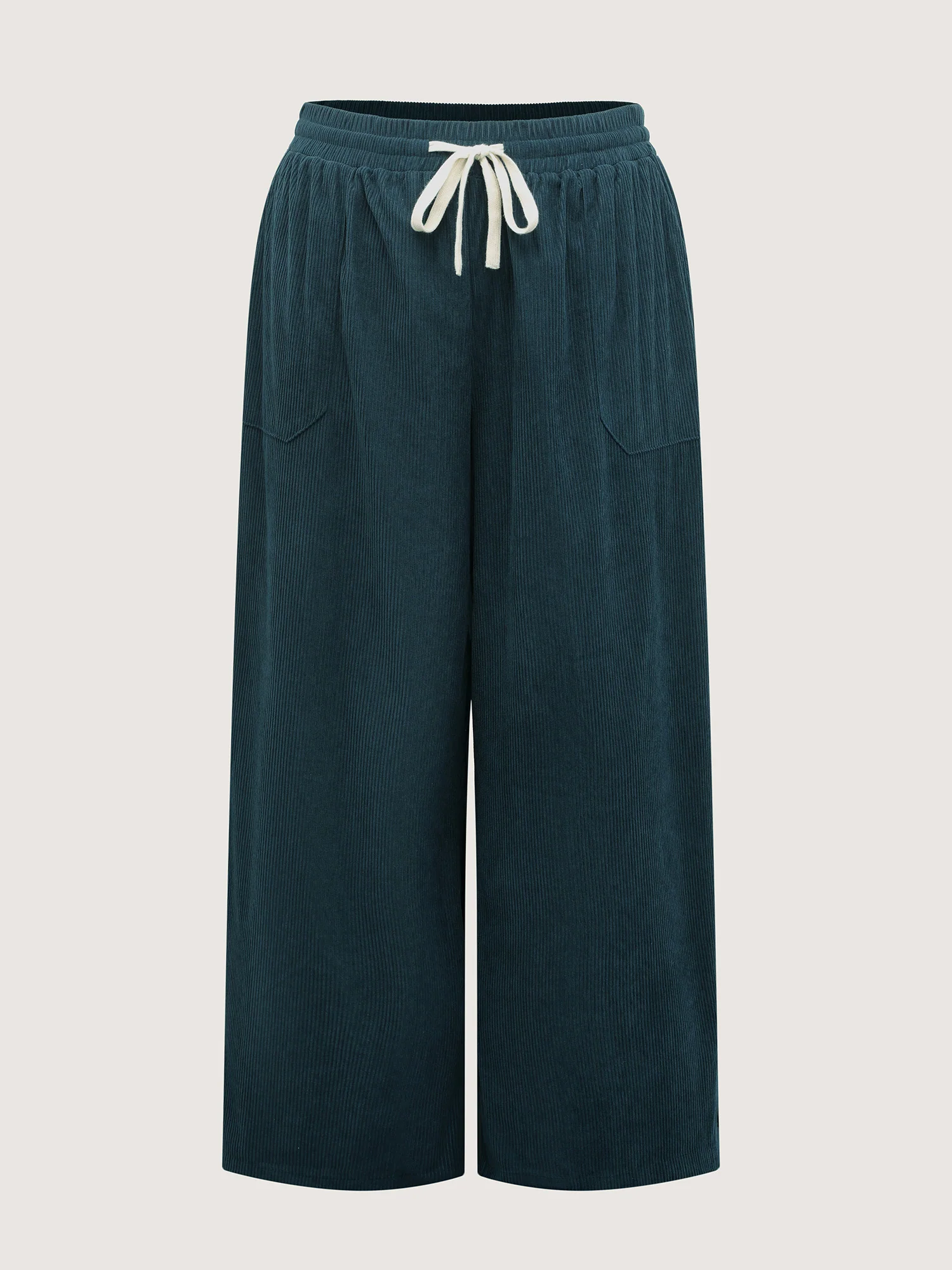 Textured Slit Drawstring Wide-Leg Pants - Image 9