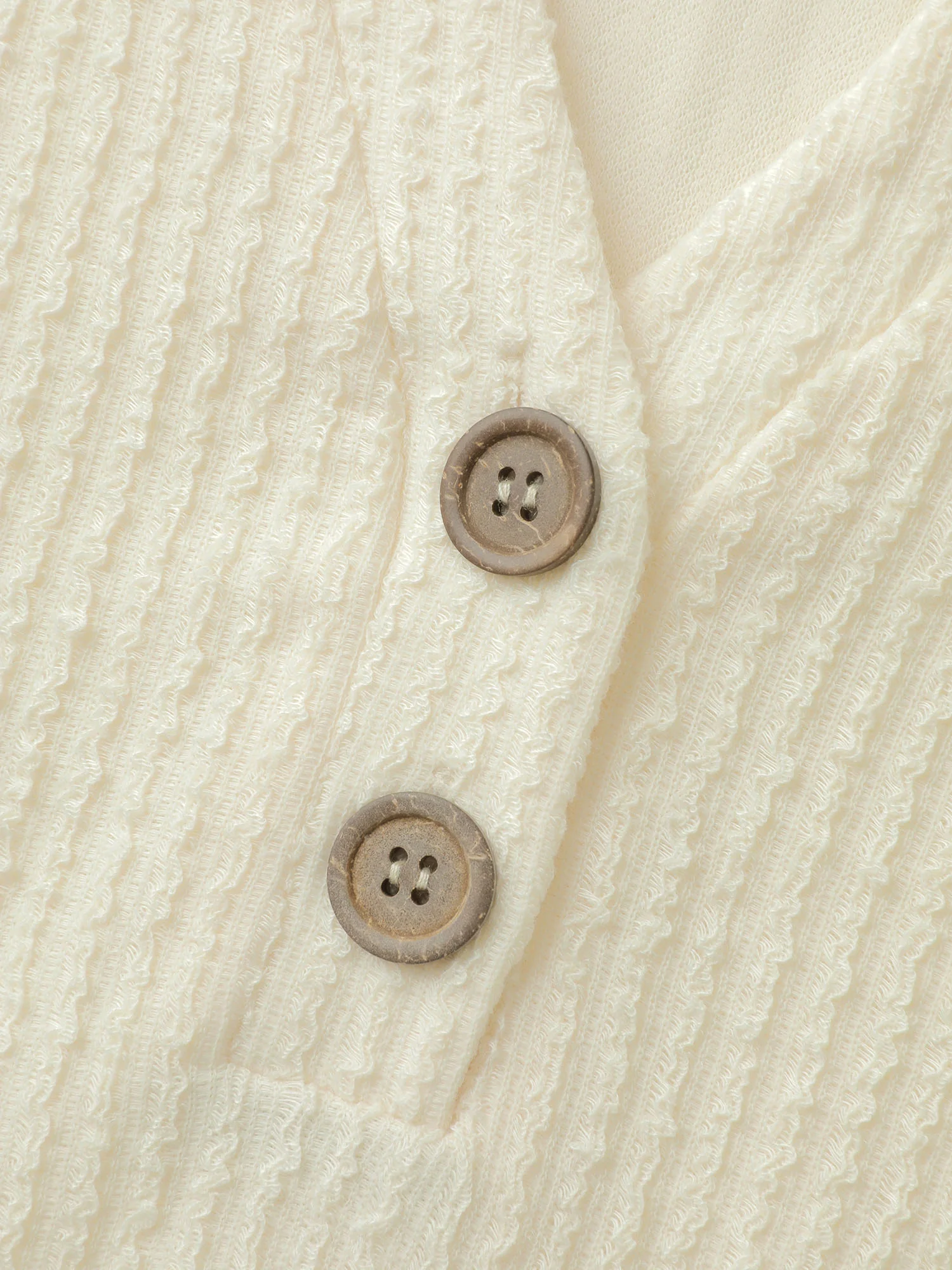 Textured Spliced Button Detail Hoodie - Image 6