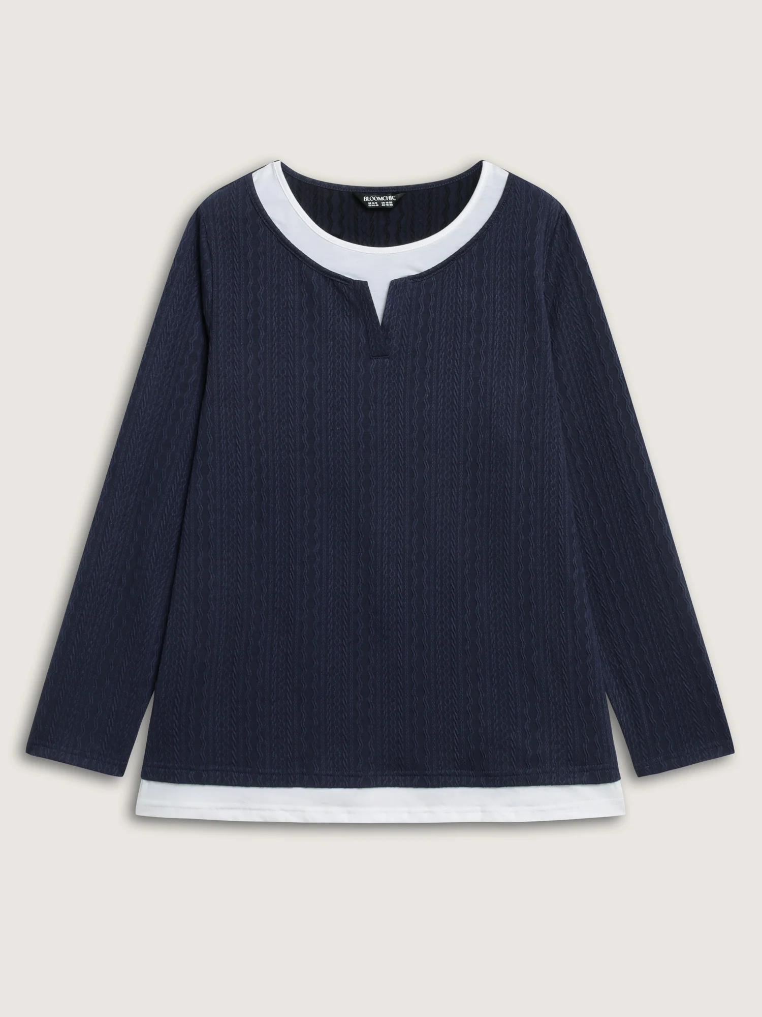 Textured Spliced Round Neck Solid T-Shirt - Image 8