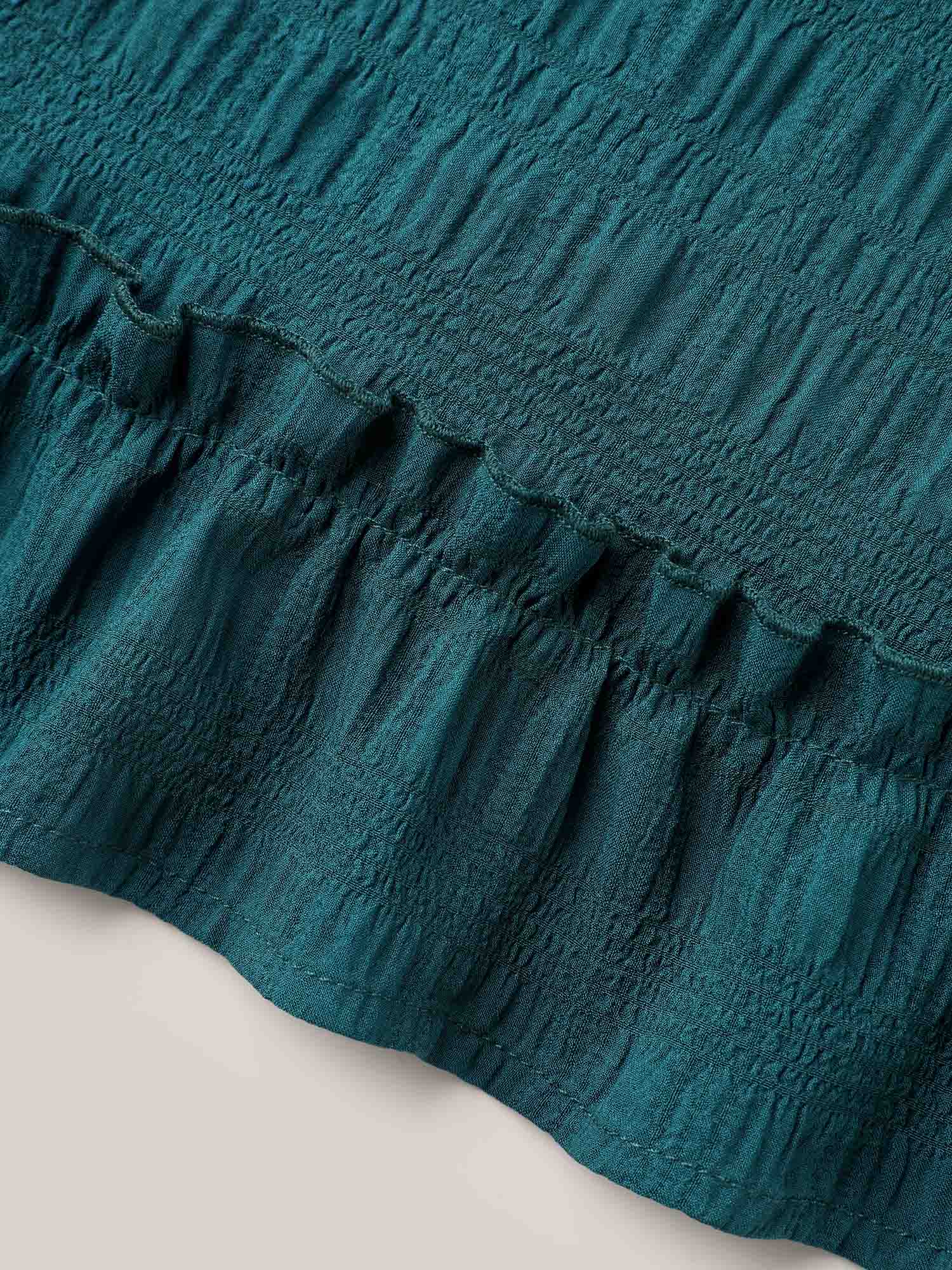 Textured Spliced Ruffle Edge Top - Image 5