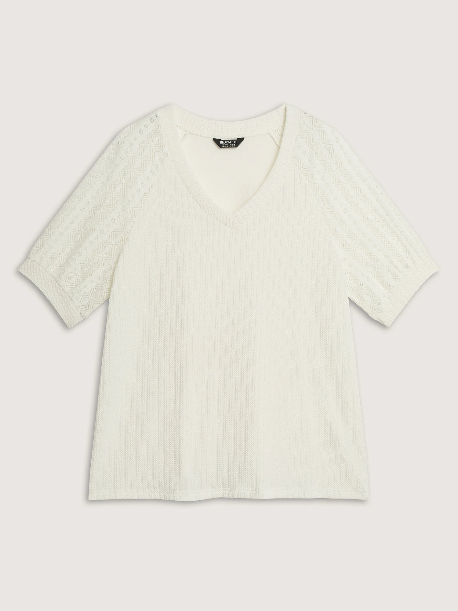 Textured Spliced V-Neck T-Shirt - Image 7