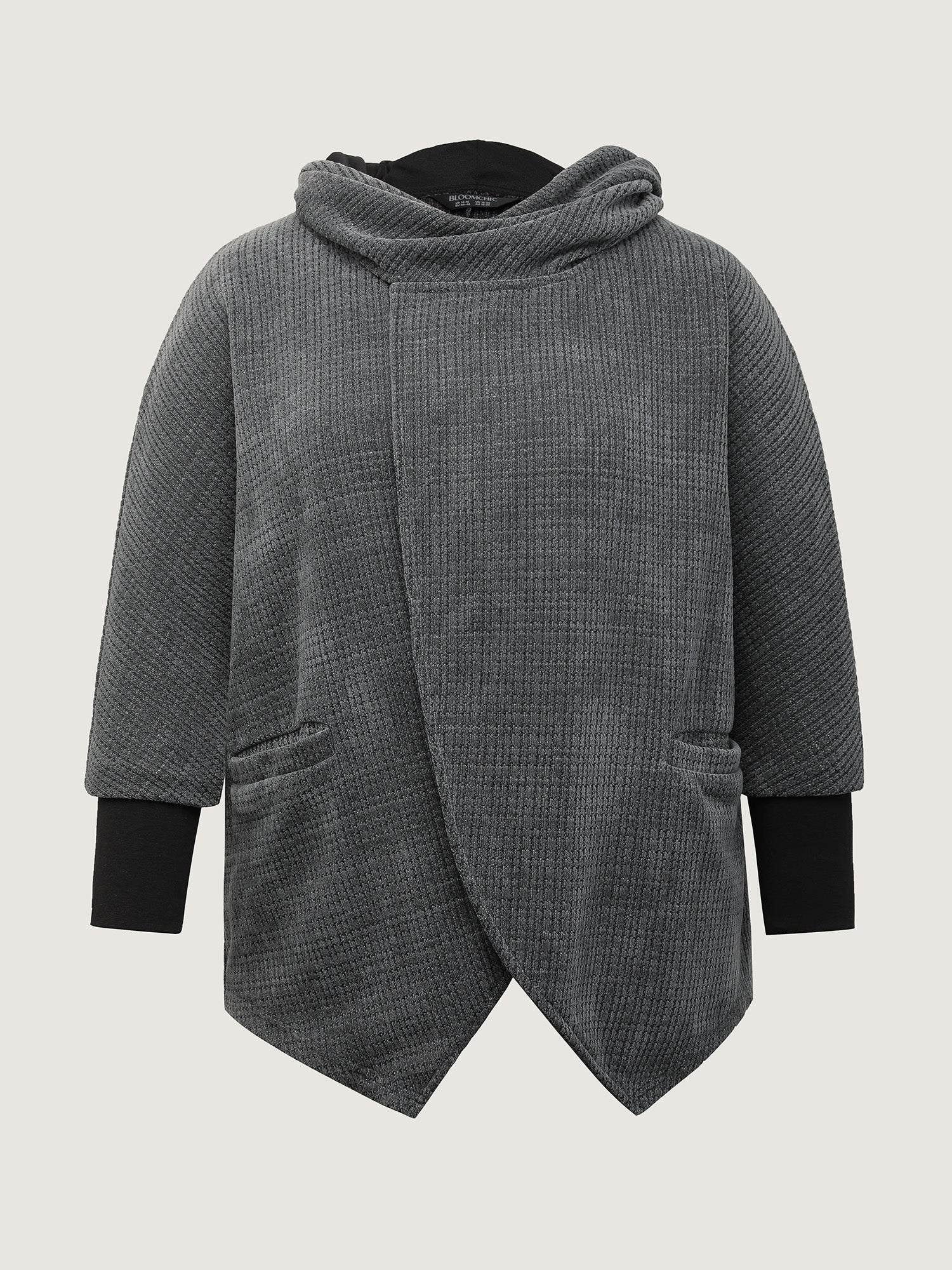 Textured Split Hem Hooded Jacket - Image 8
