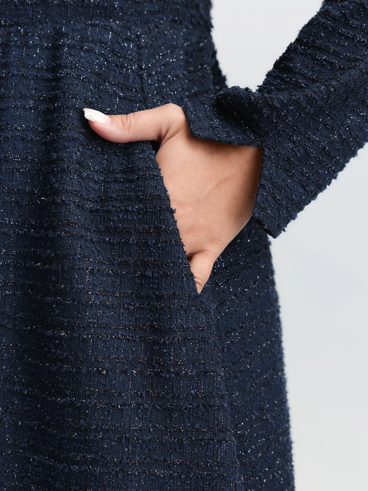 Textured Square Neckline Button Midi Dress - Image 4