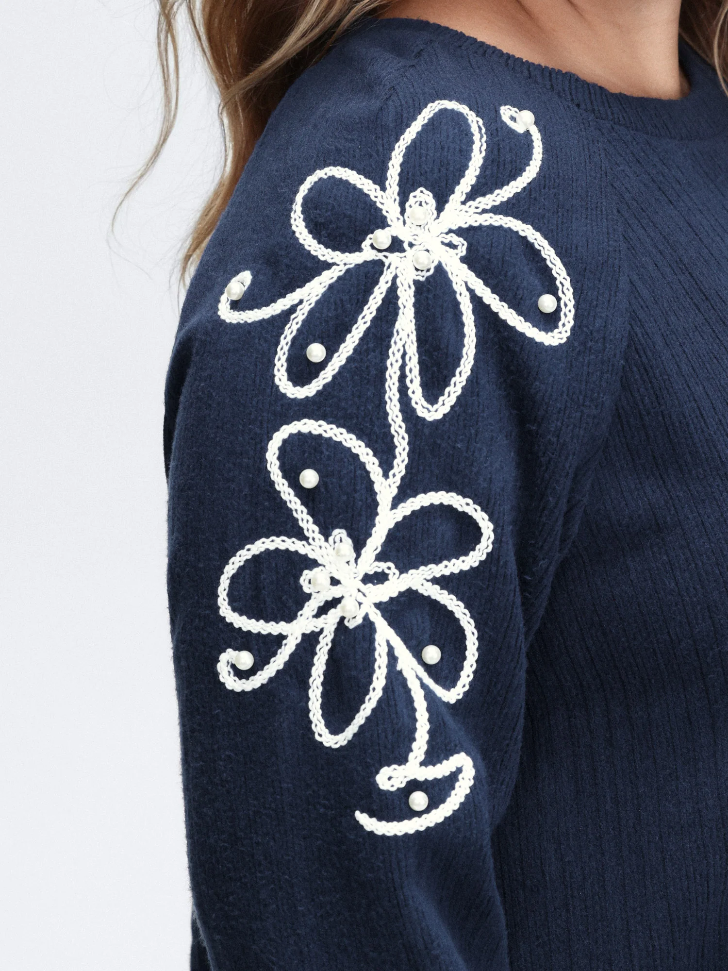 Textured Stretchy 3D Beadwork Sweatshirt - Image 2