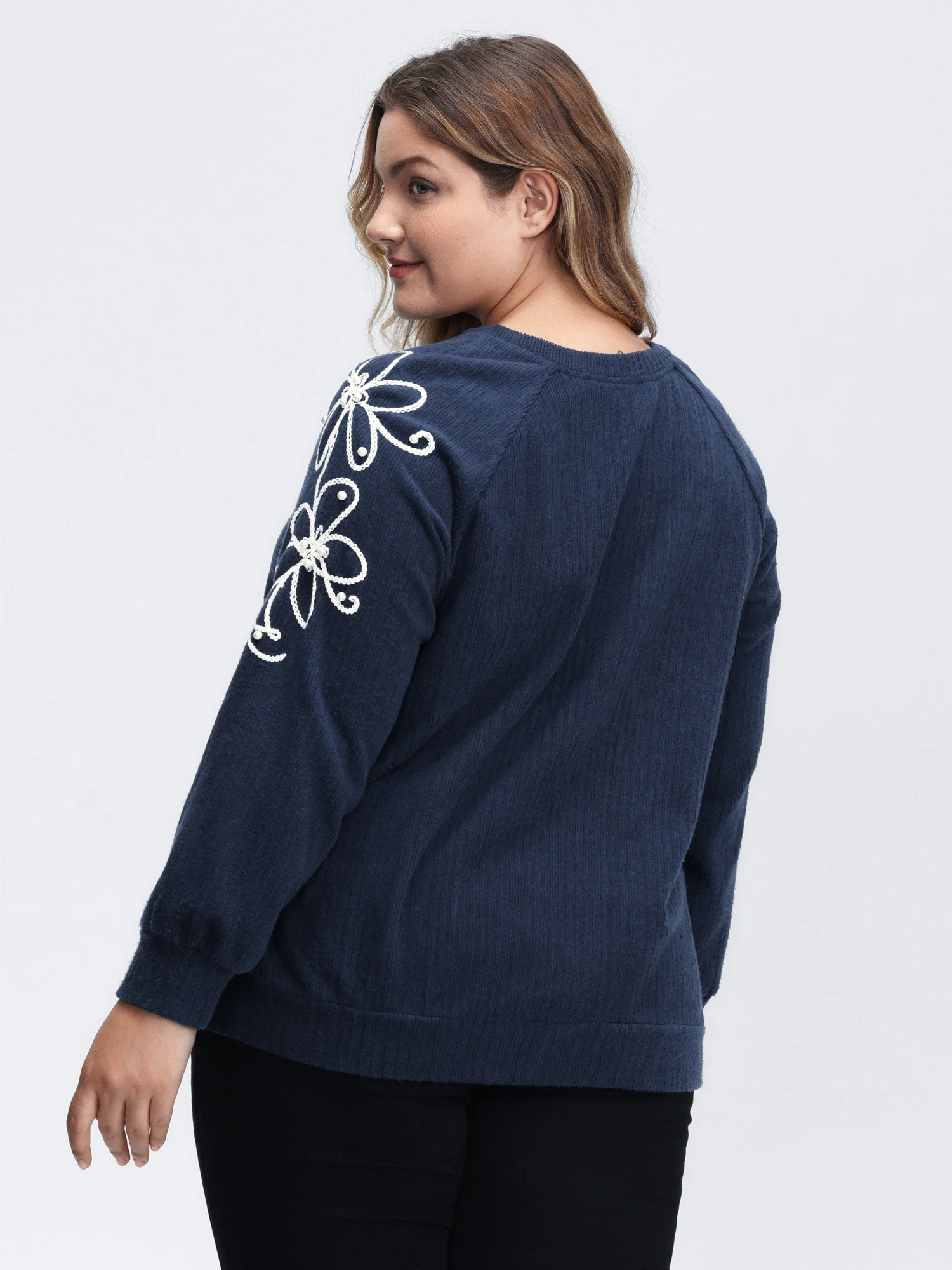 Textured Stretchy 3D Beadwork Sweatshirt - Image 4