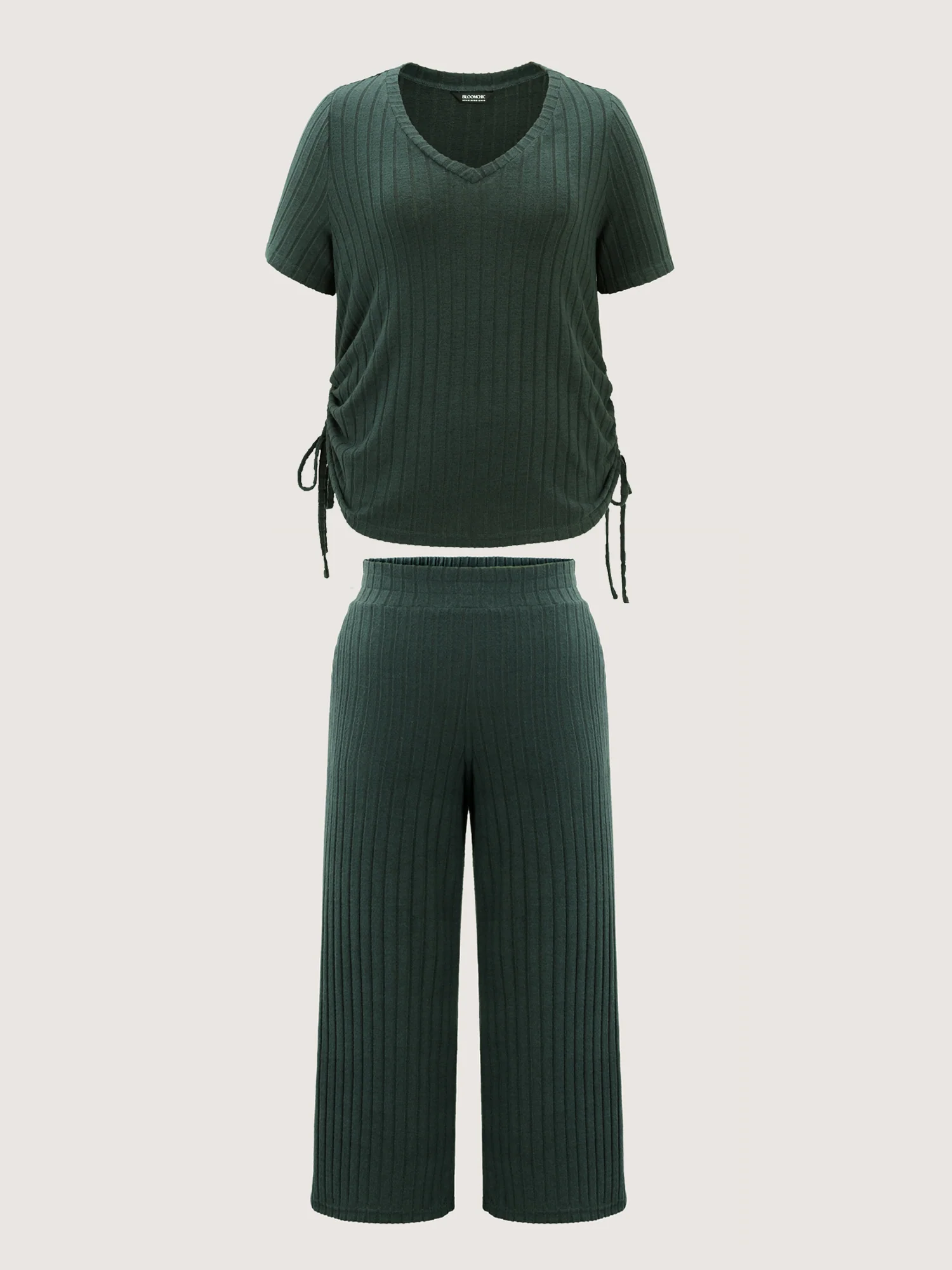 Textured Stretchy Adjustable Tie Lounge Set - Image 8