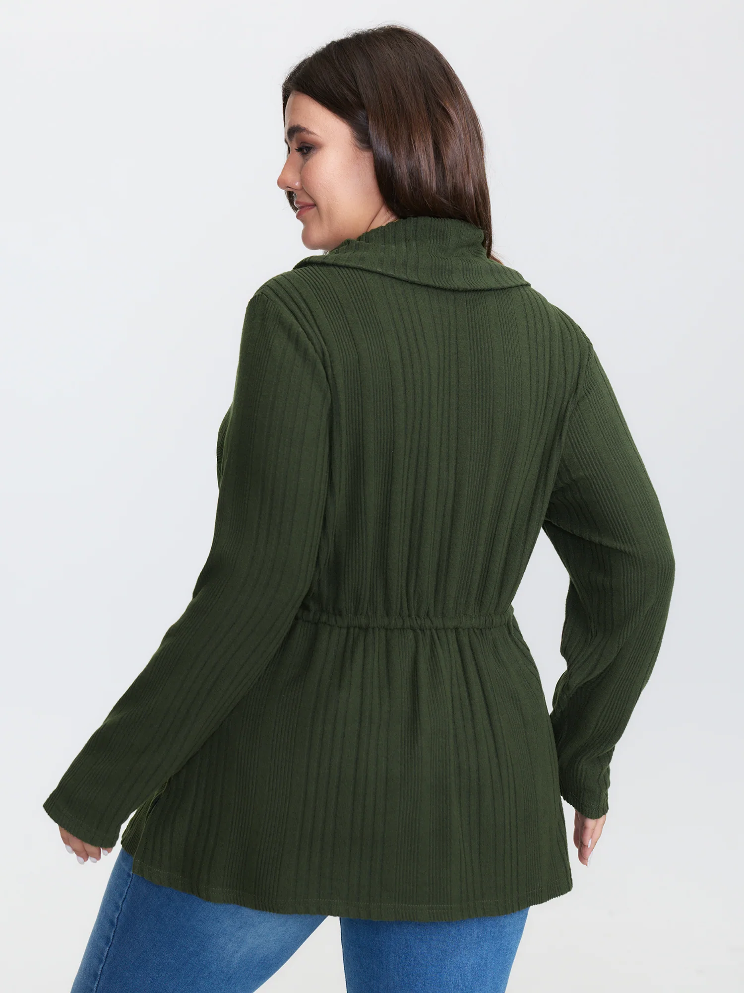 Textured Stretchy Adjustable Turtleneck T-Shirt - Image 4