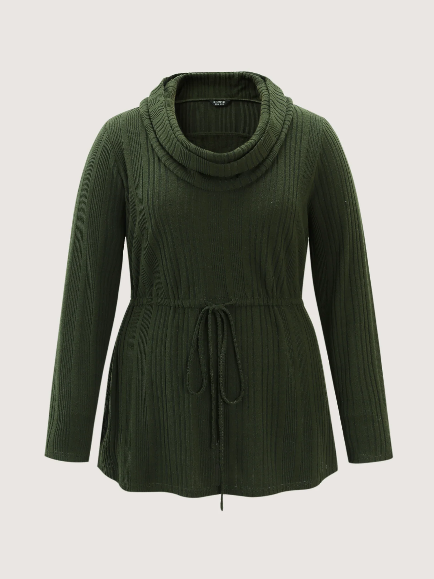 Textured Stretchy Adjustable Turtleneck T-Shirt - Image 7