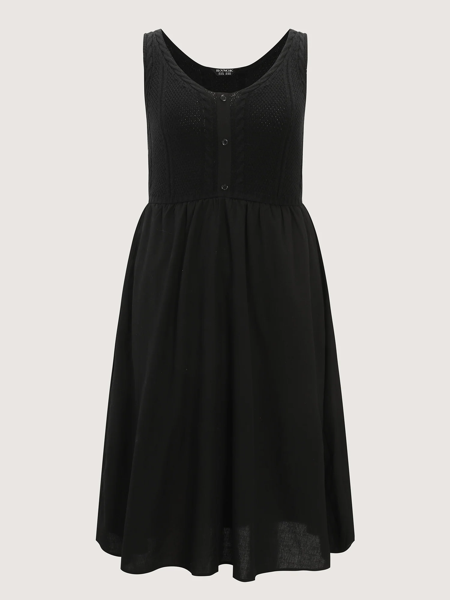 Textured Stretchy Button Detail Midi Dress - Image 8