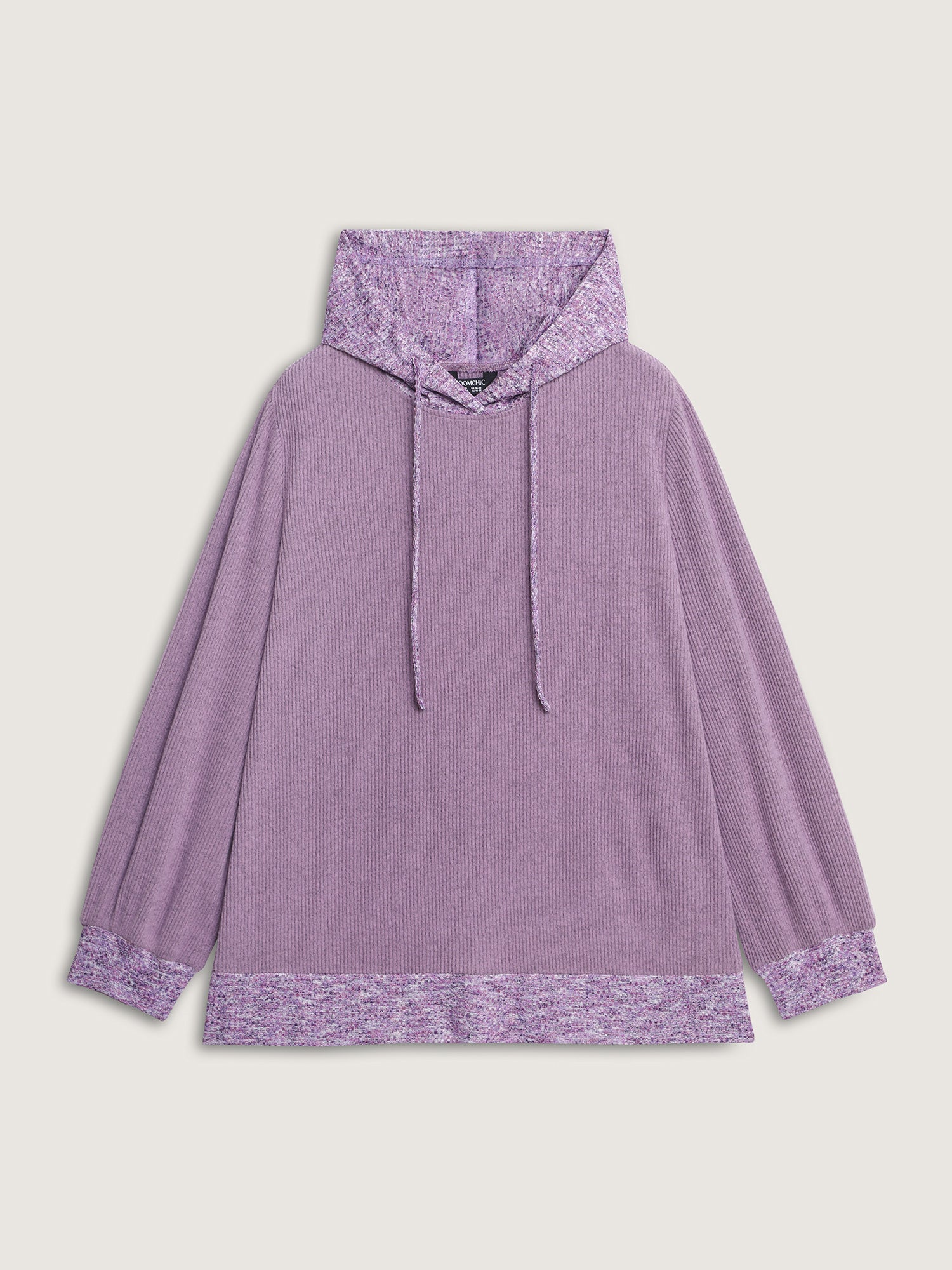 Textured Stretchy Color Contrast Hoodie - Image 8