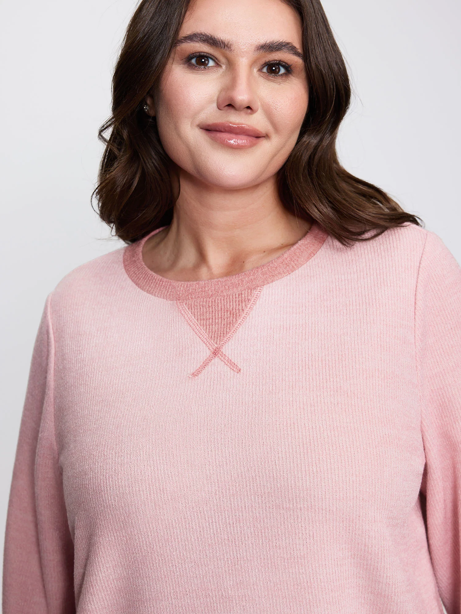 Textured Stretchy Color Contrast Sweatshirt - Image 2