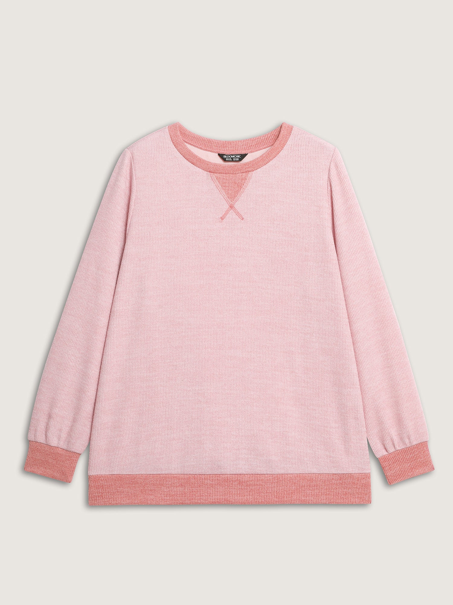 Textured Stretchy Color Contrast Sweatshirt - Image 7