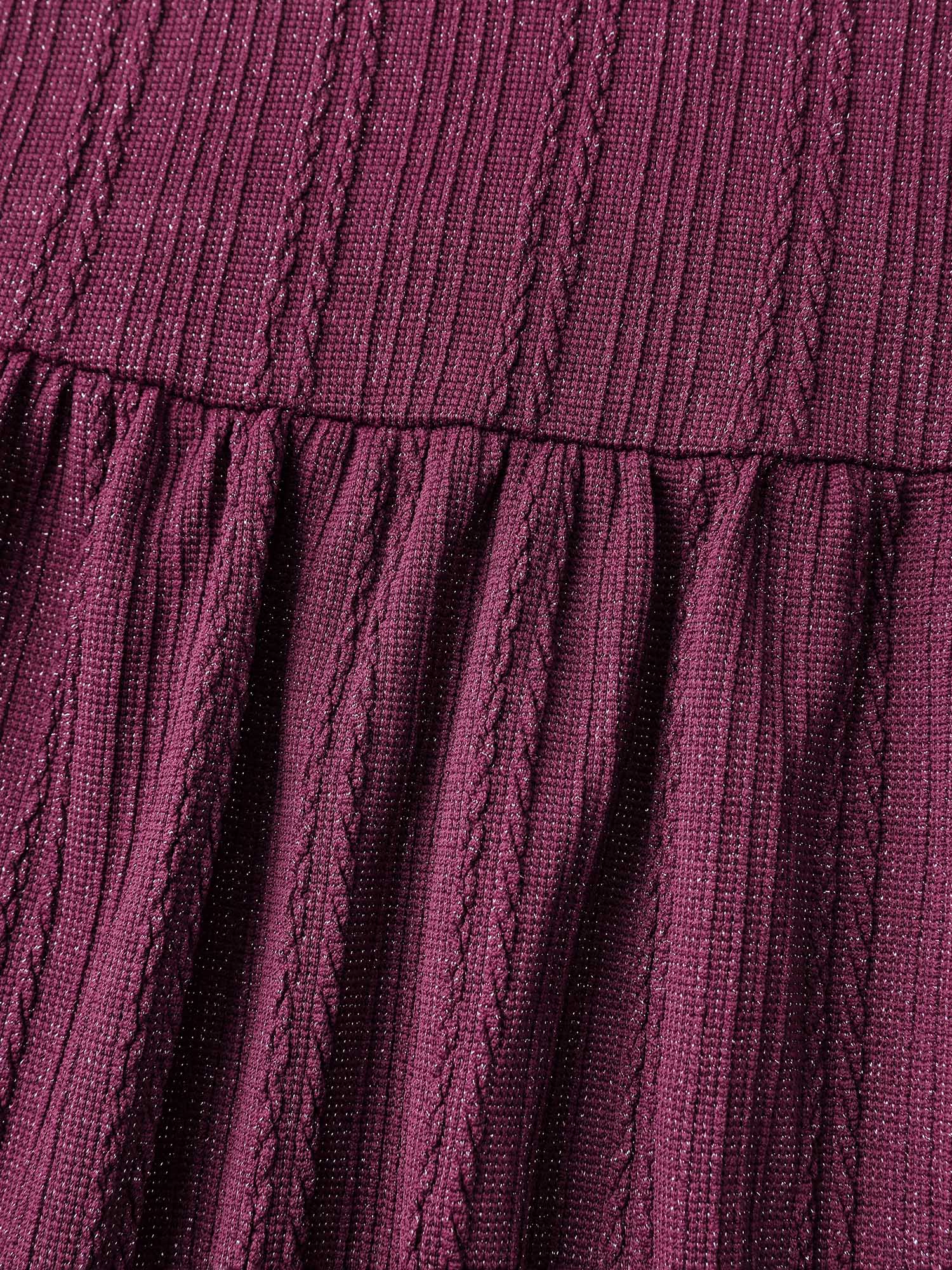 Textured Stretchy Flared Knit Top - Image 5